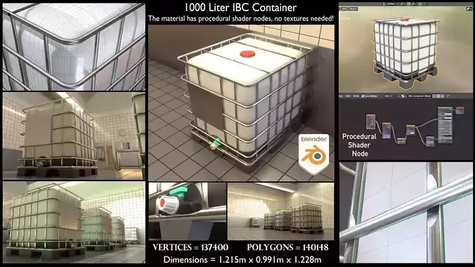 1000 Liter IBC Container High-Poly-Version 3D model