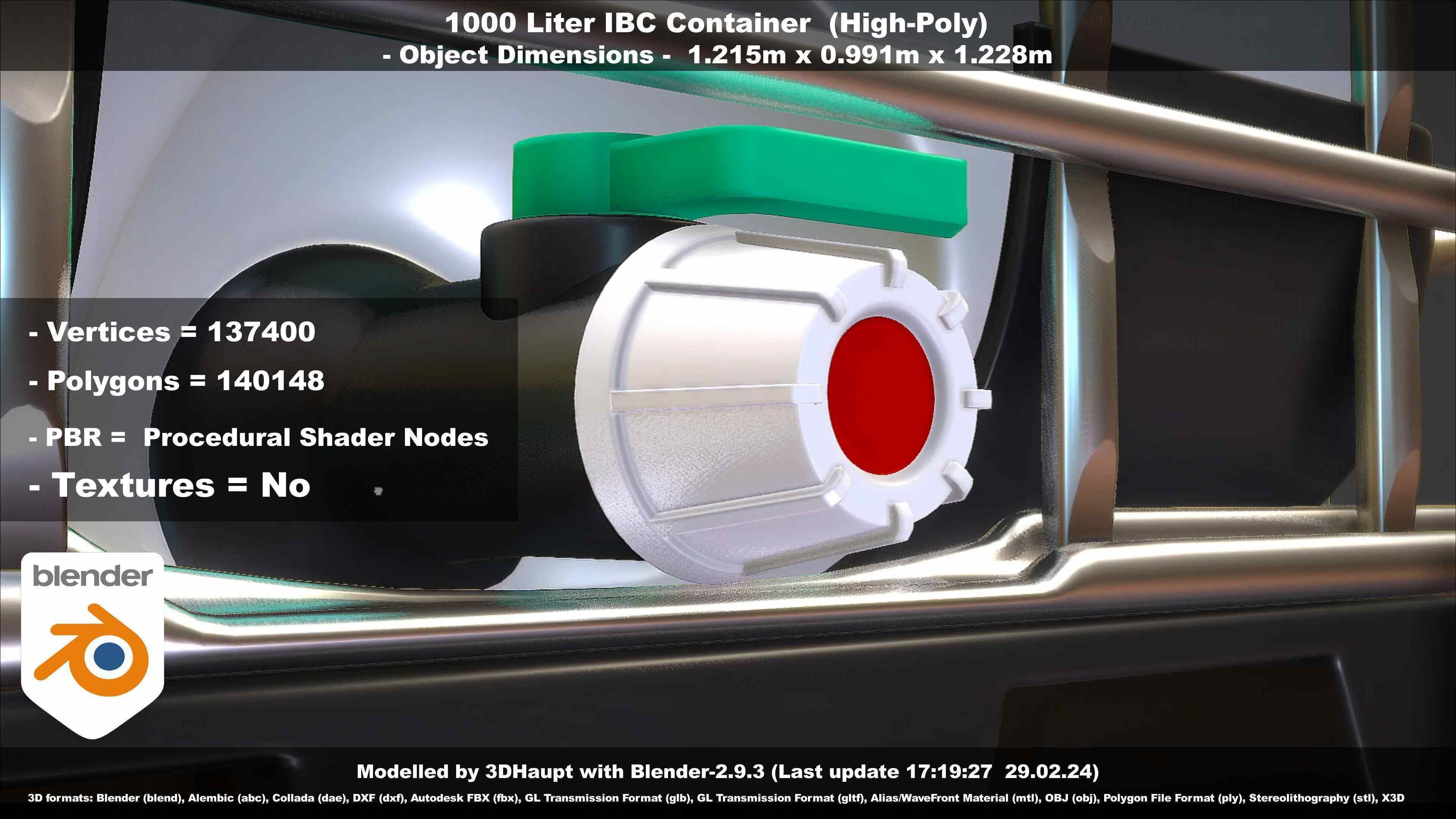 1000 Liter IBC Container High-Poly-Version 3D model_49