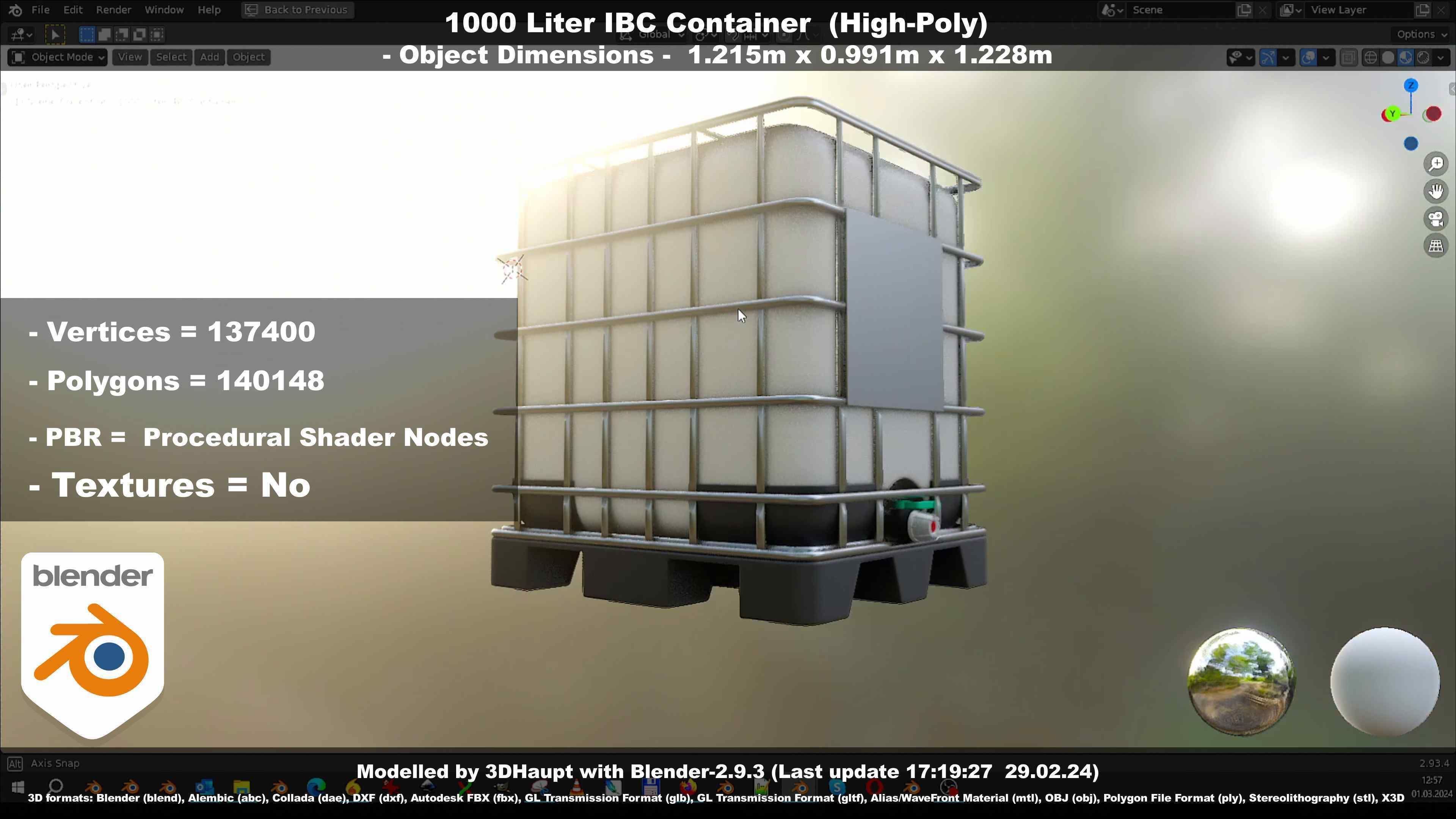 1000 Liter IBC Container High-Poly-Version 3D model_36