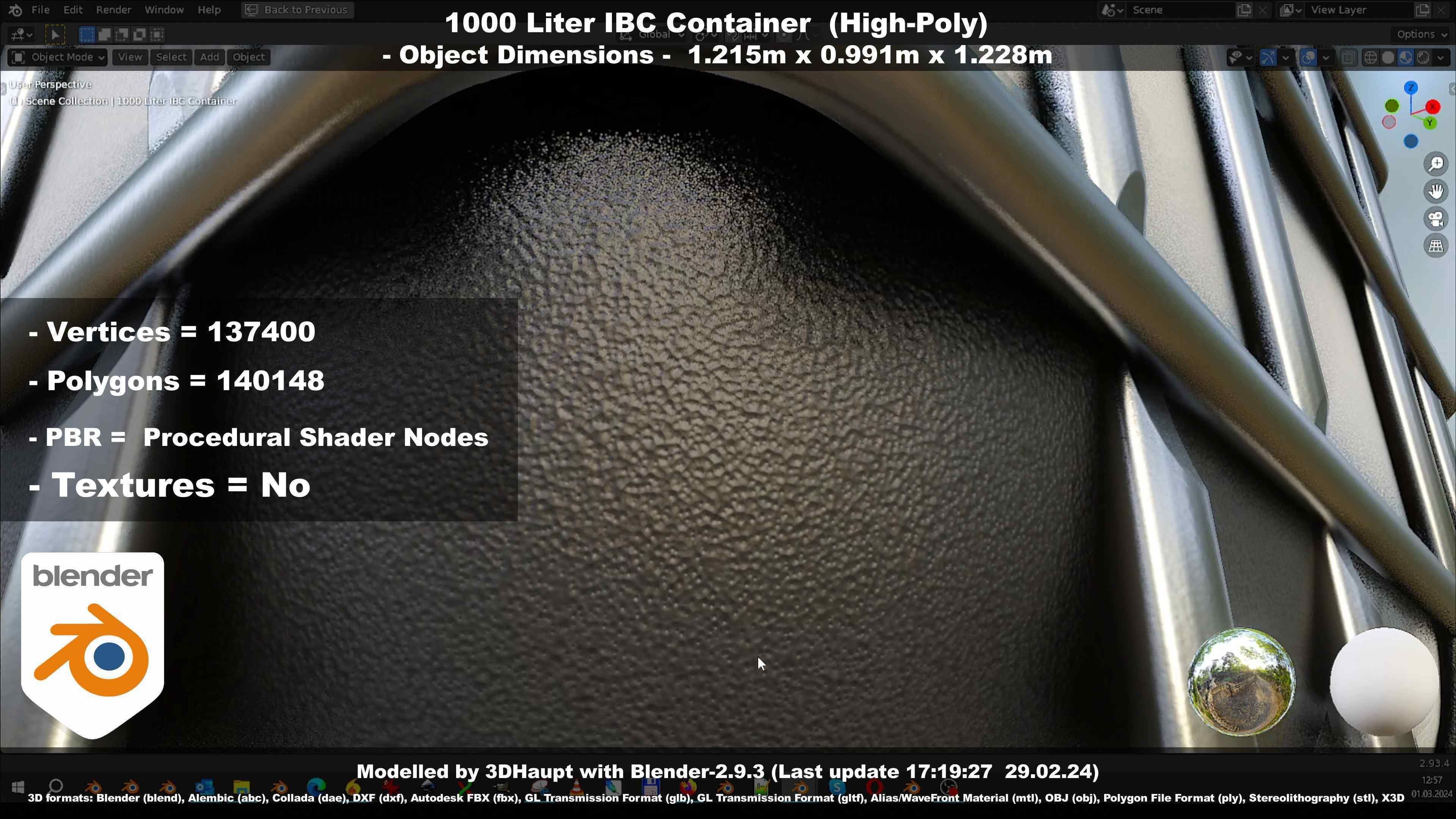 1000 Liter IBC Container High-Poly-Version 3D model_88