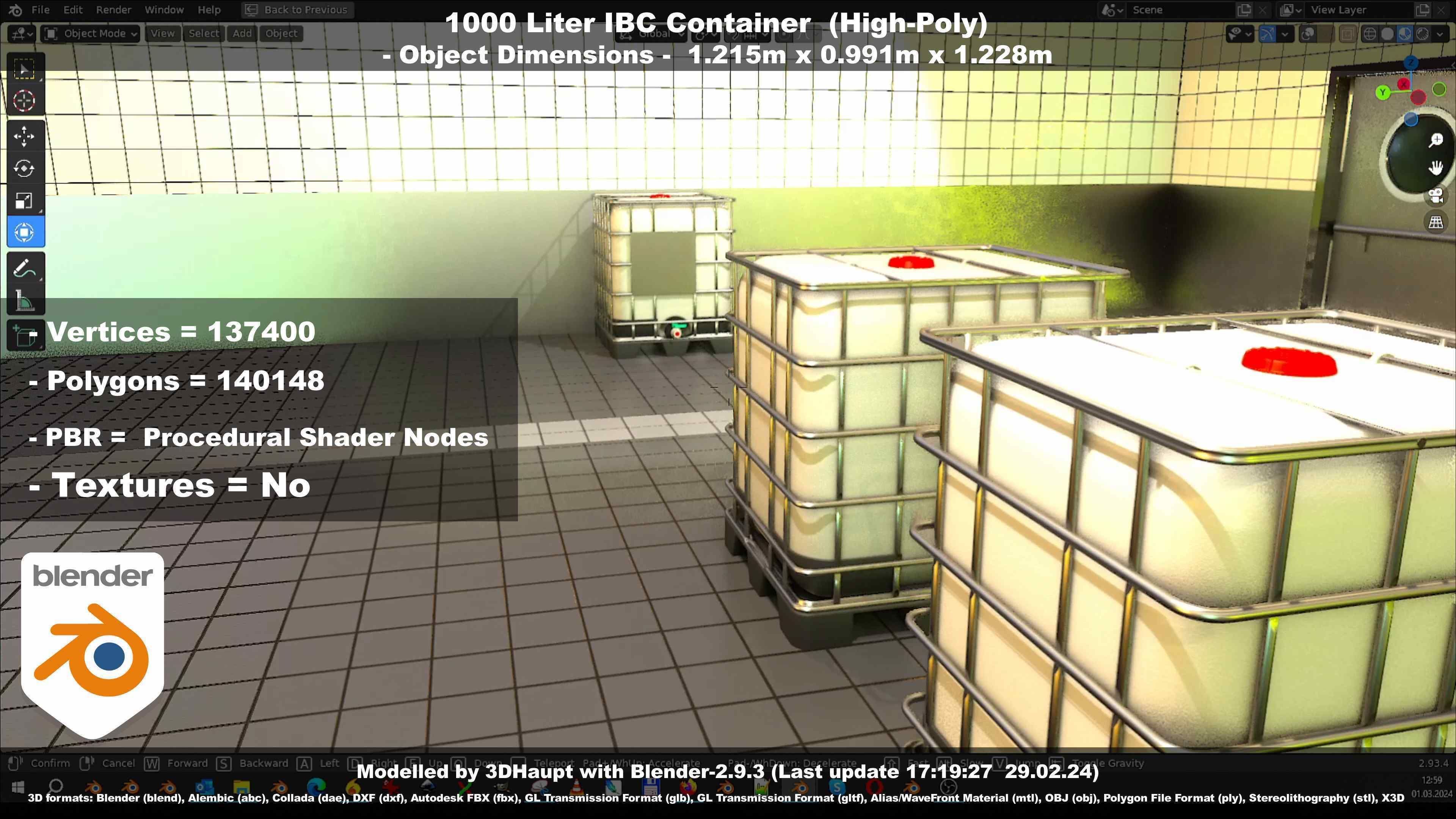 1000 Liter IBC Container High-Poly-Version 3D model_89