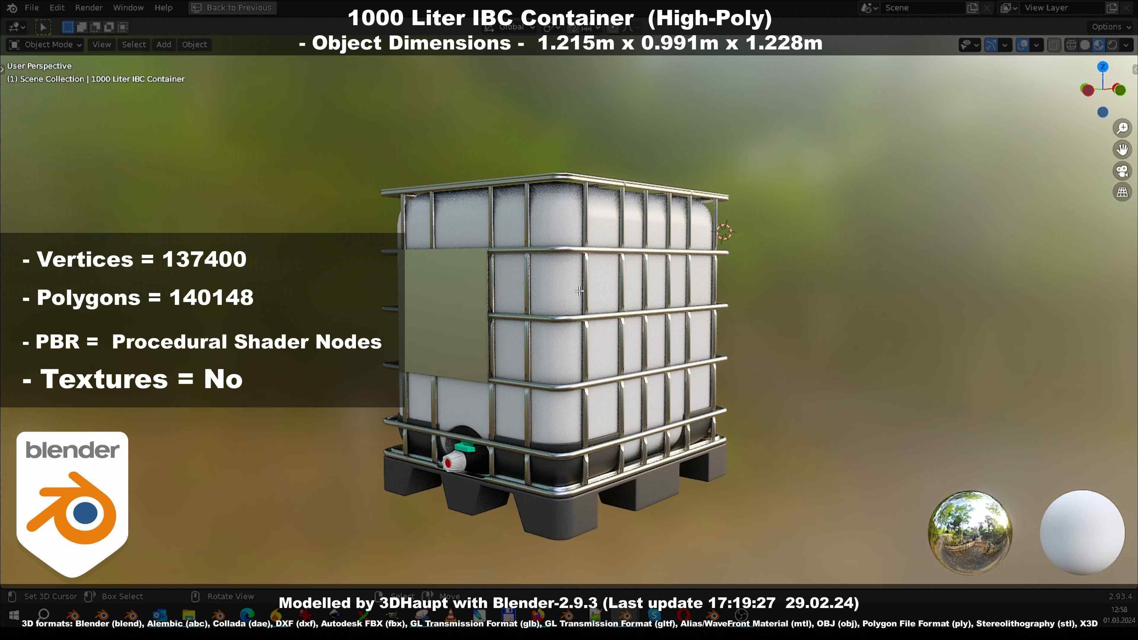 1000 Liter IBC Container High-Poly-Version 3D model_50