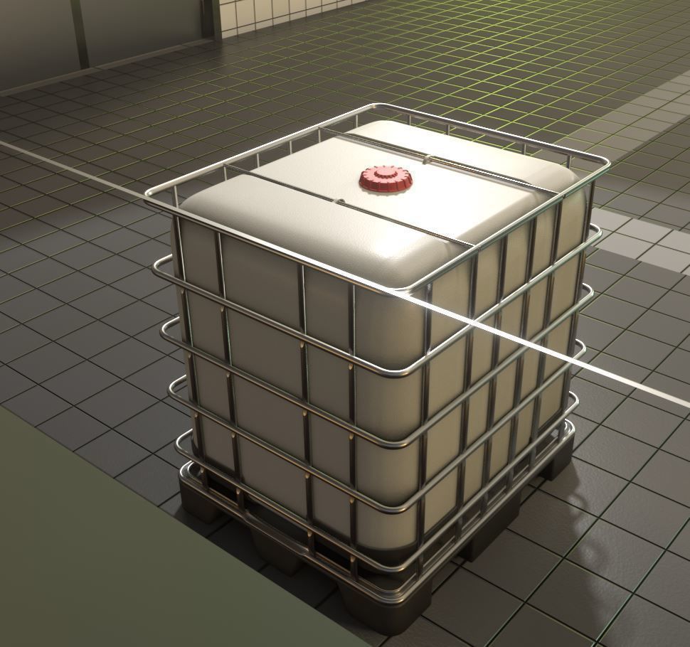 1000 Liter IBC Container High-Poly-Version 3D model_1