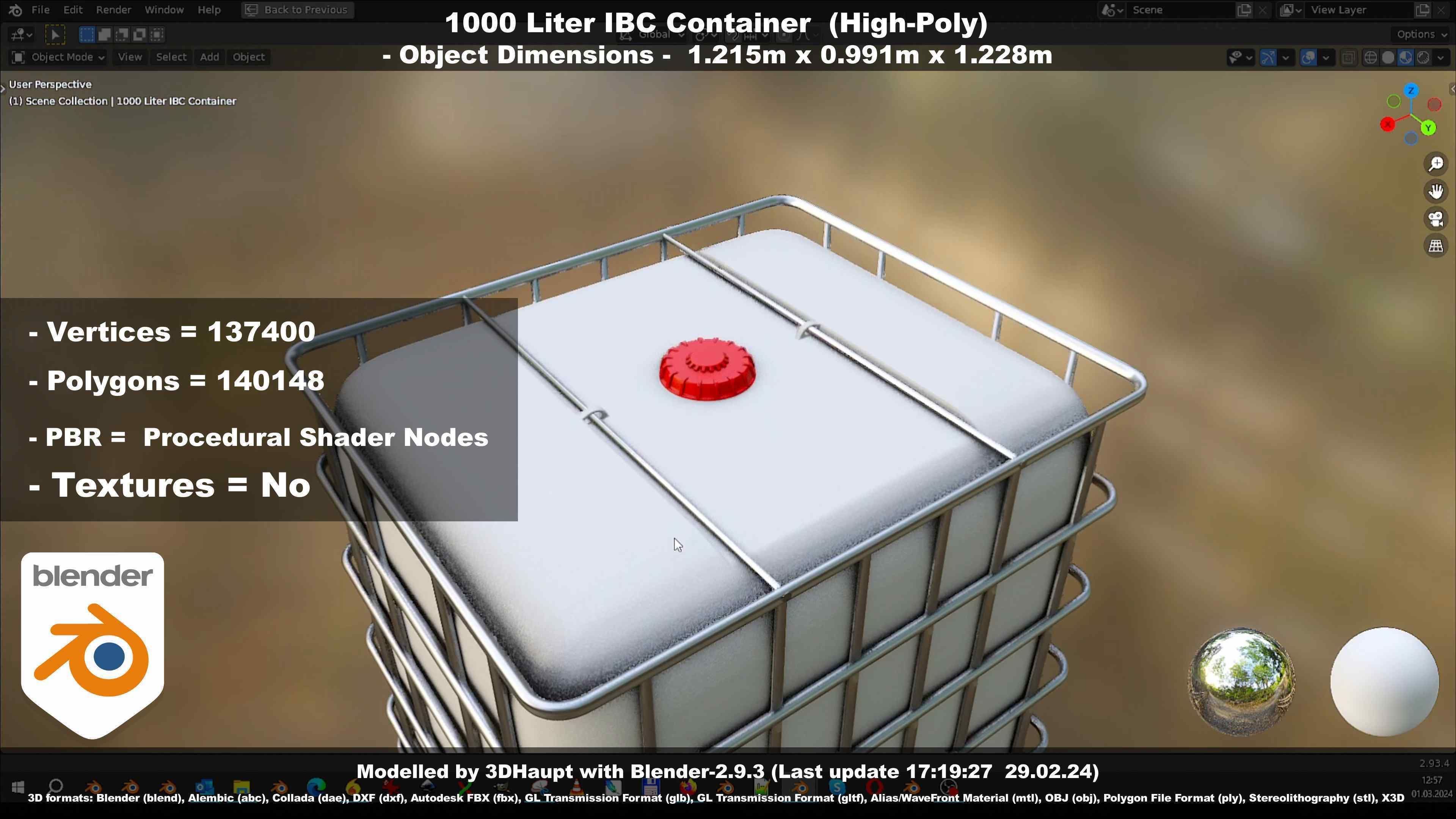 1000 Liter IBC Container High-Poly-Version 3D model_35