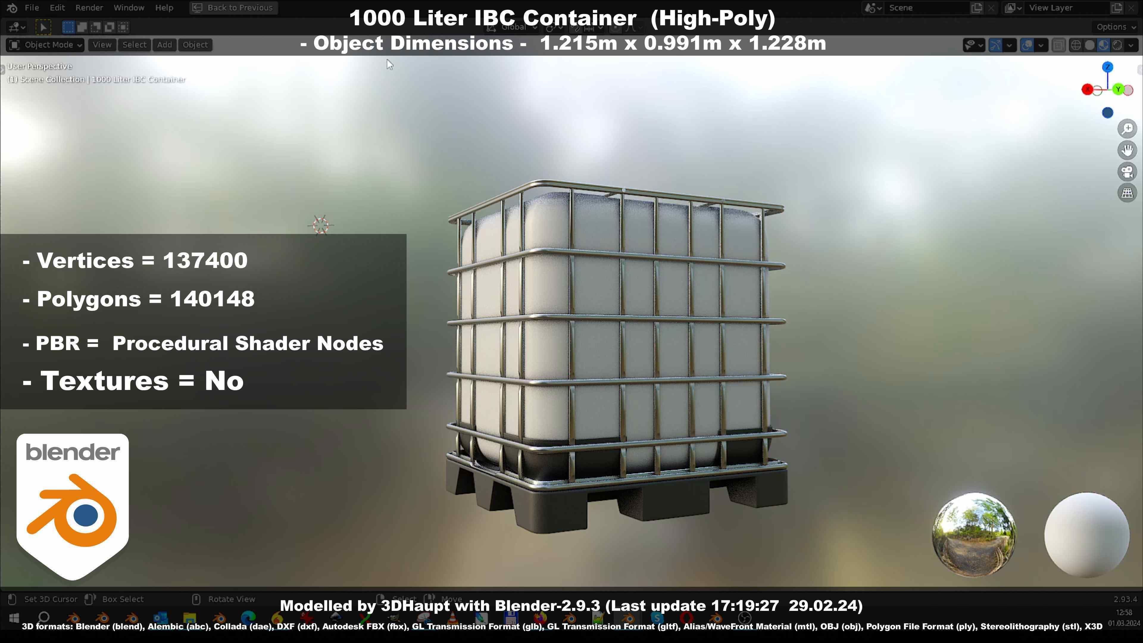 1000 Liter IBC Container High-Poly-Version 3D model_121