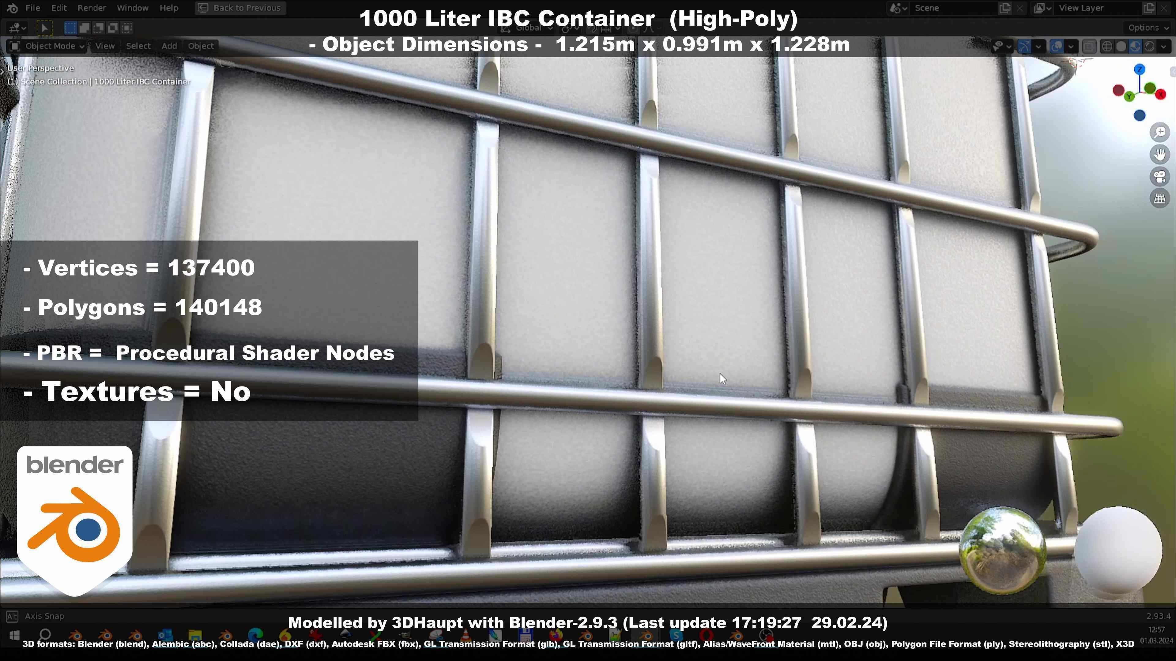 1000 Liter IBC Container High-Poly-Version 3D model_98