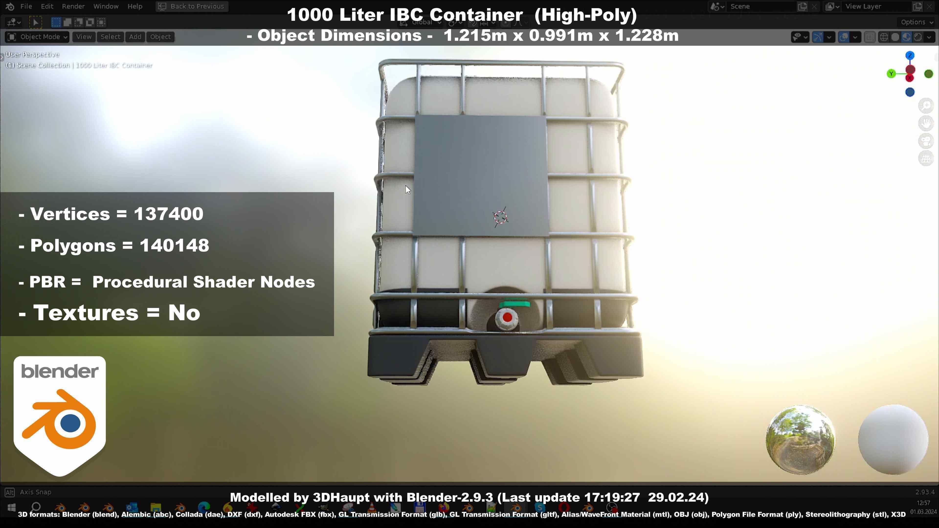 1000 Liter IBC Container High-Poly-Version 3D model_127
