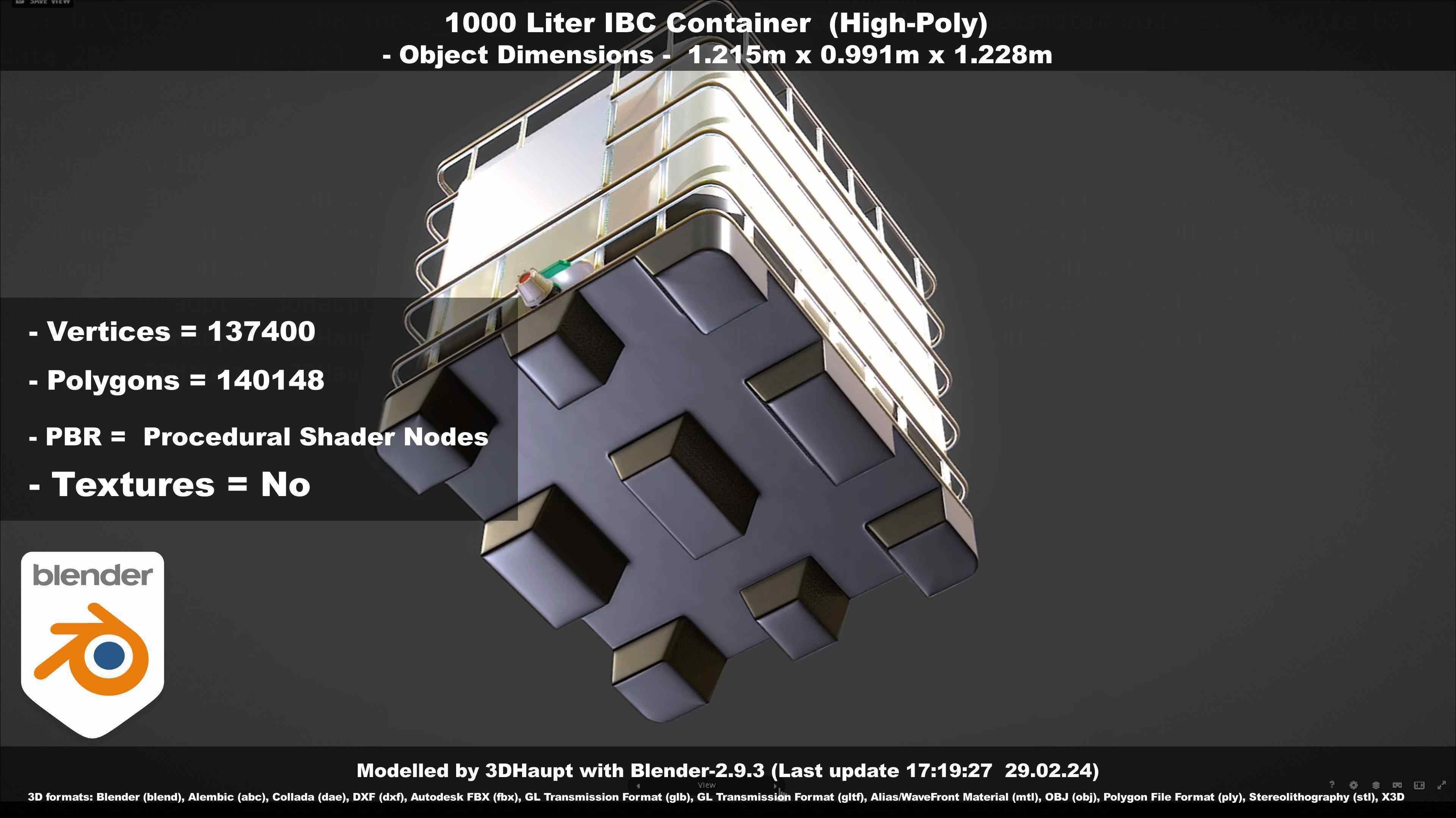 1000 Liter IBC Container High-Poly-Version 3D model_116