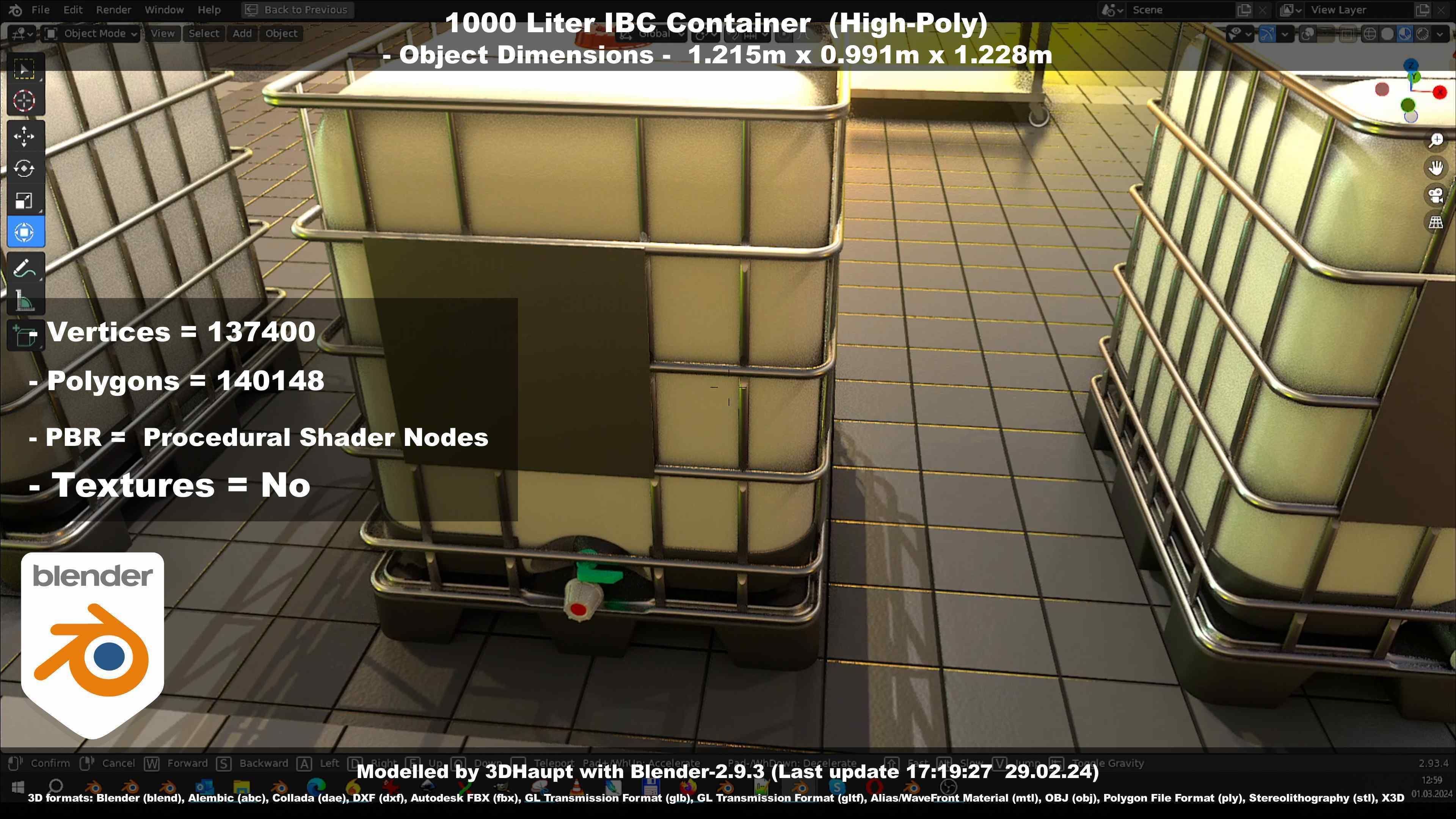 1000 Liter IBC Container High-Poly-Version 3D model_134