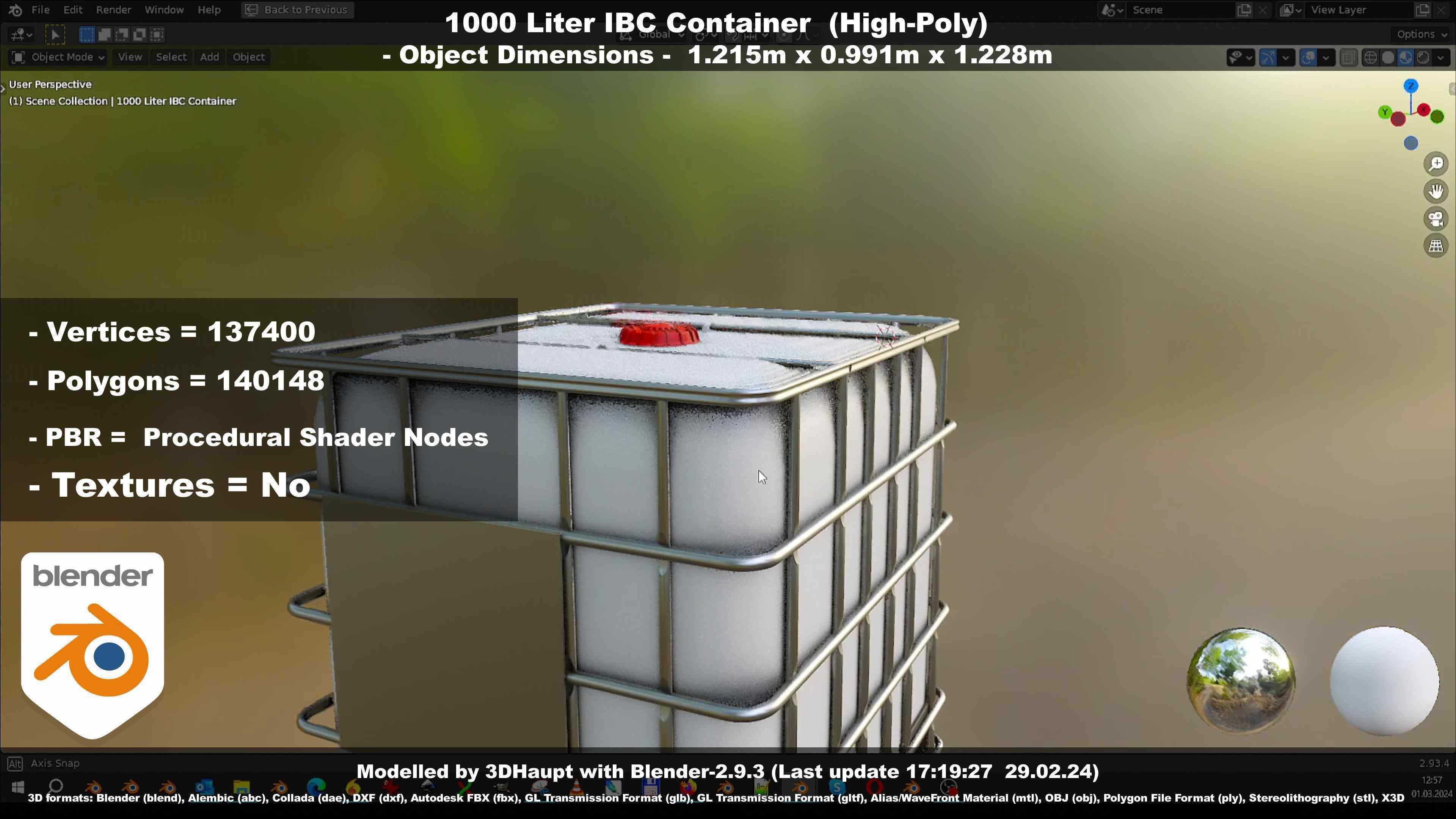 1000 Liter IBC Container High-Poly-Version 3D model_90