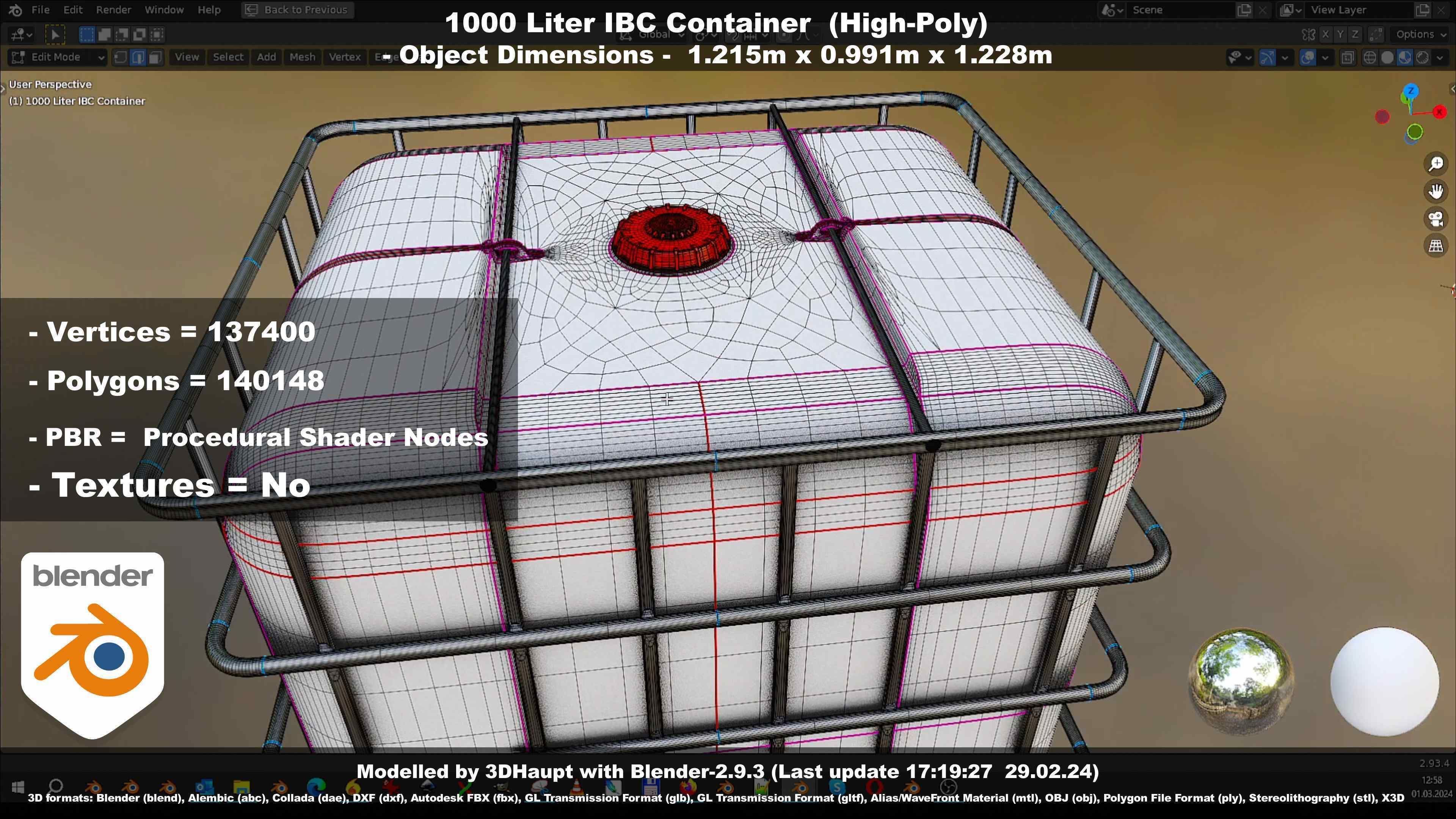 1000 Liter IBC Container High-Poly-Version 3D model_147