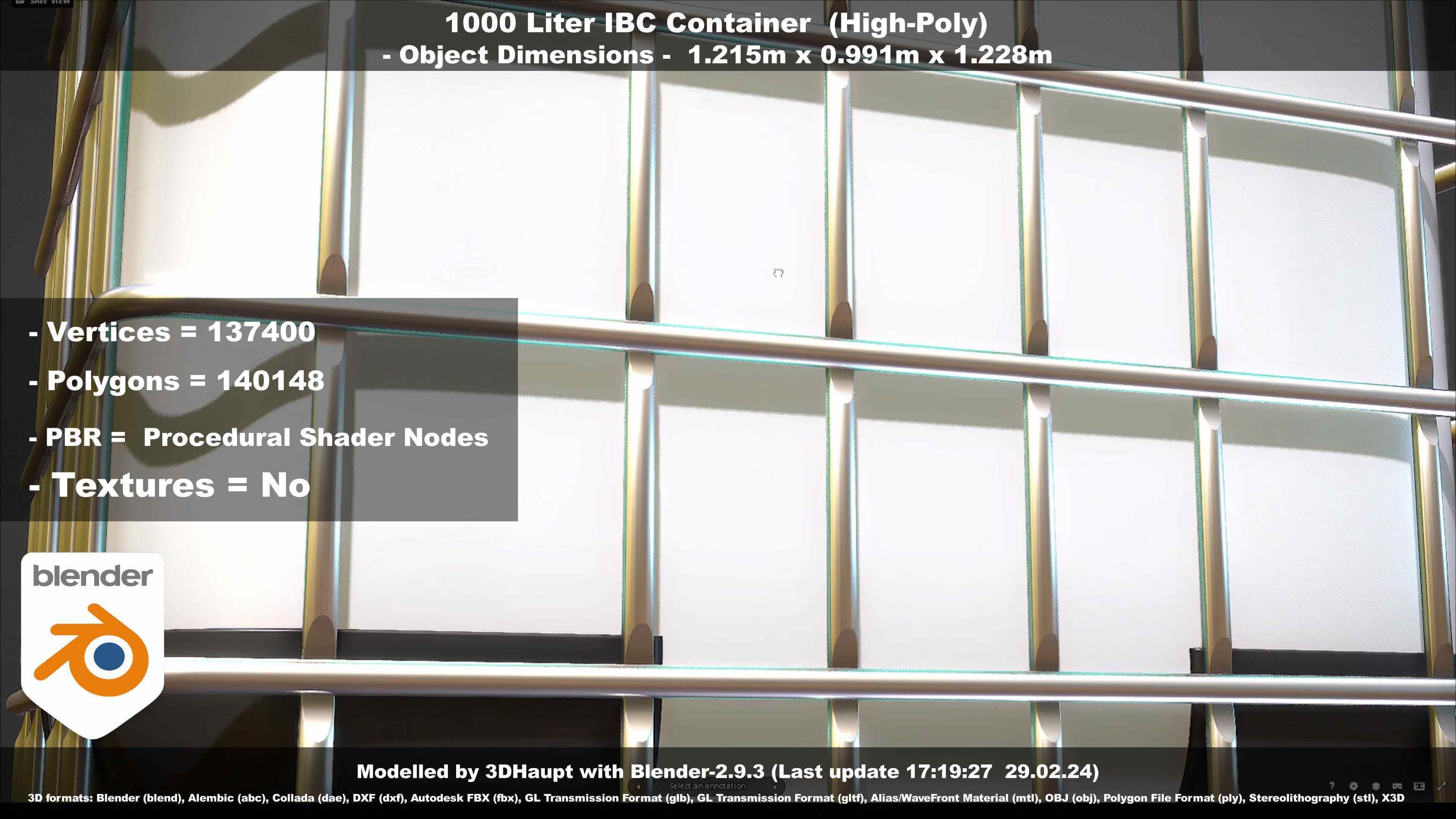 1000 Liter IBC Container High-Poly-Version 3D model_42