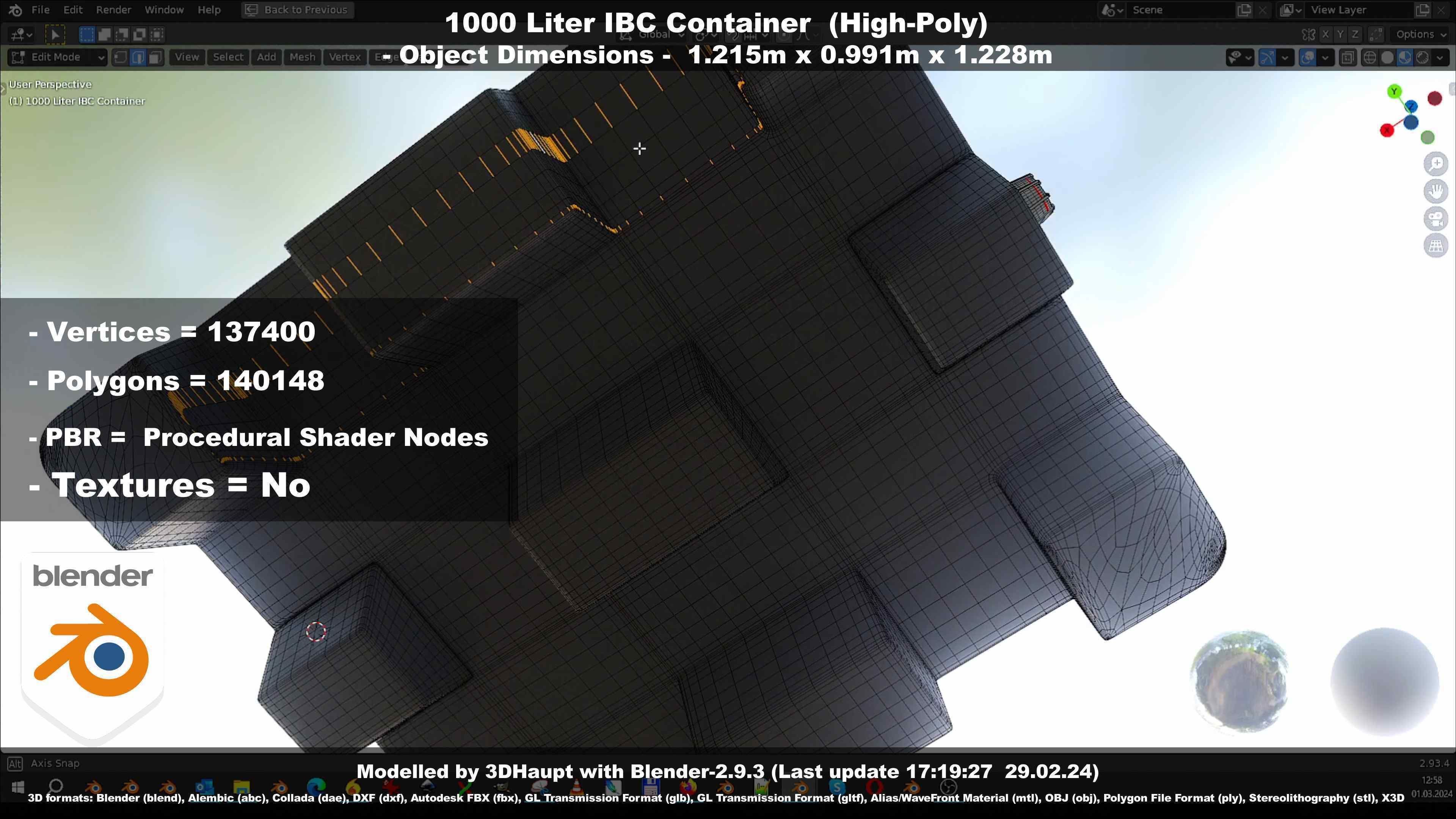 1000 Liter IBC Container High-Poly-Version 3D model_87