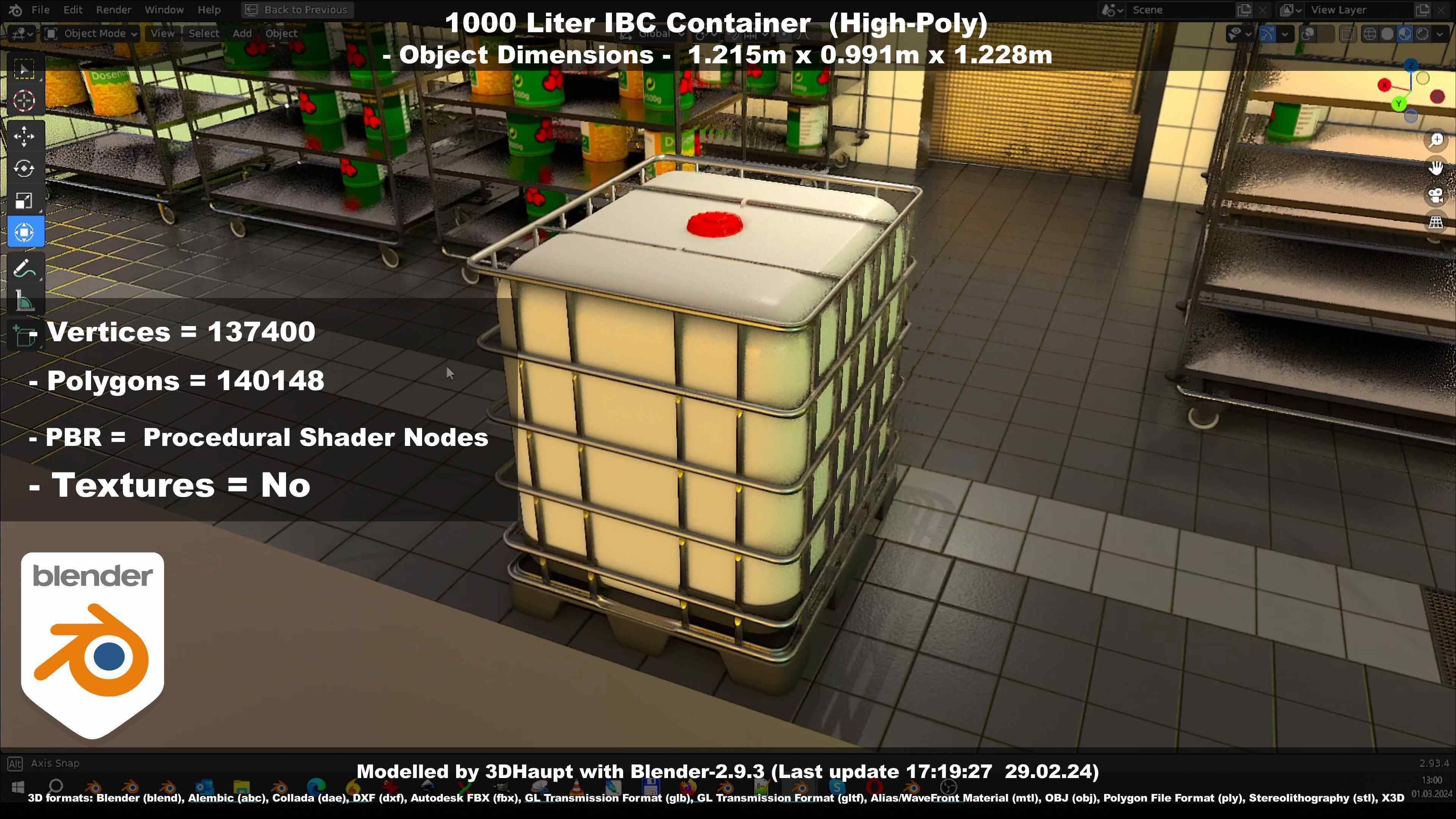 1000 Liter IBC Container High-Poly-Version 3D model_102