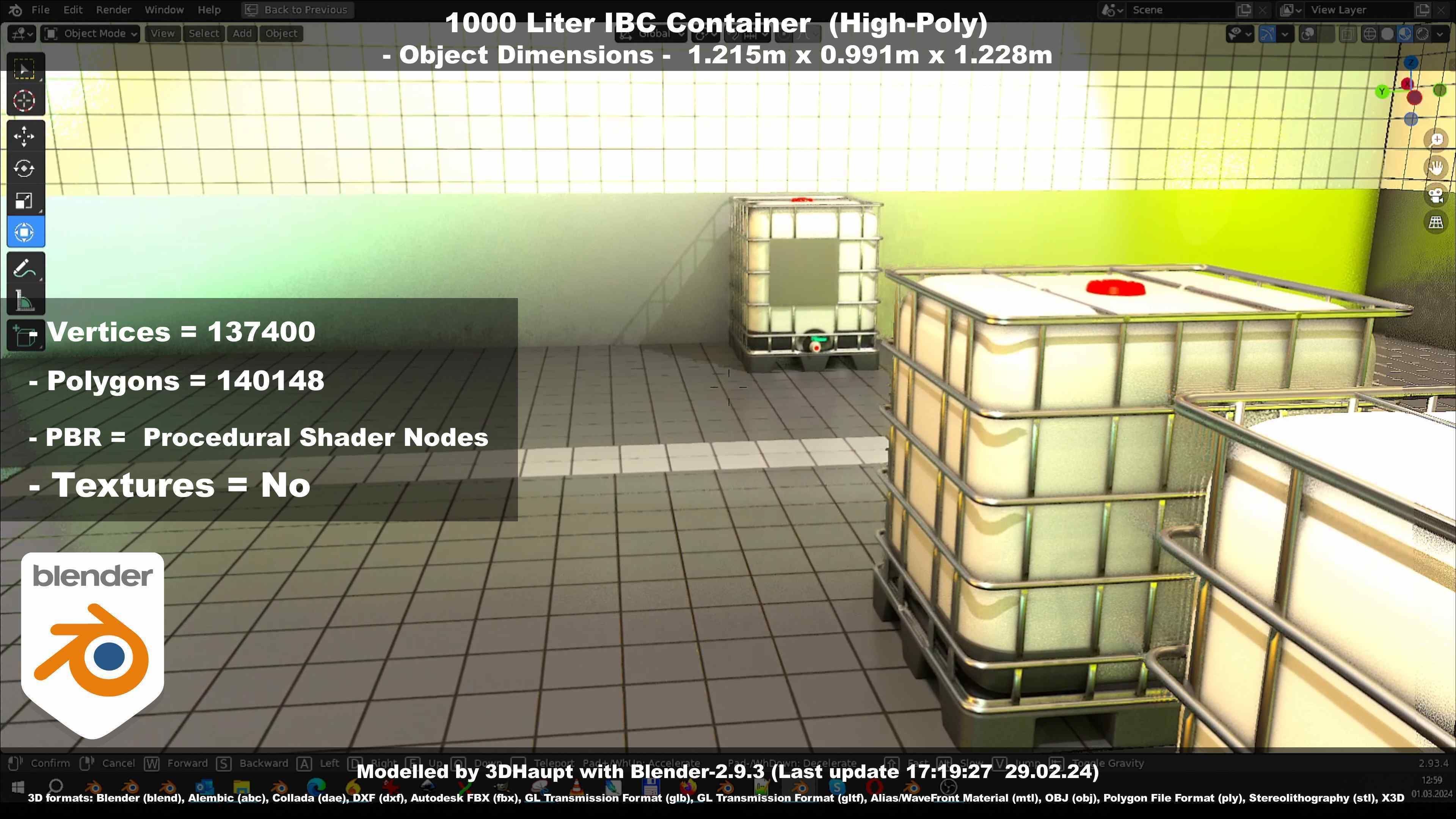 1000 Liter IBC Container High-Poly-Version 3D model_130