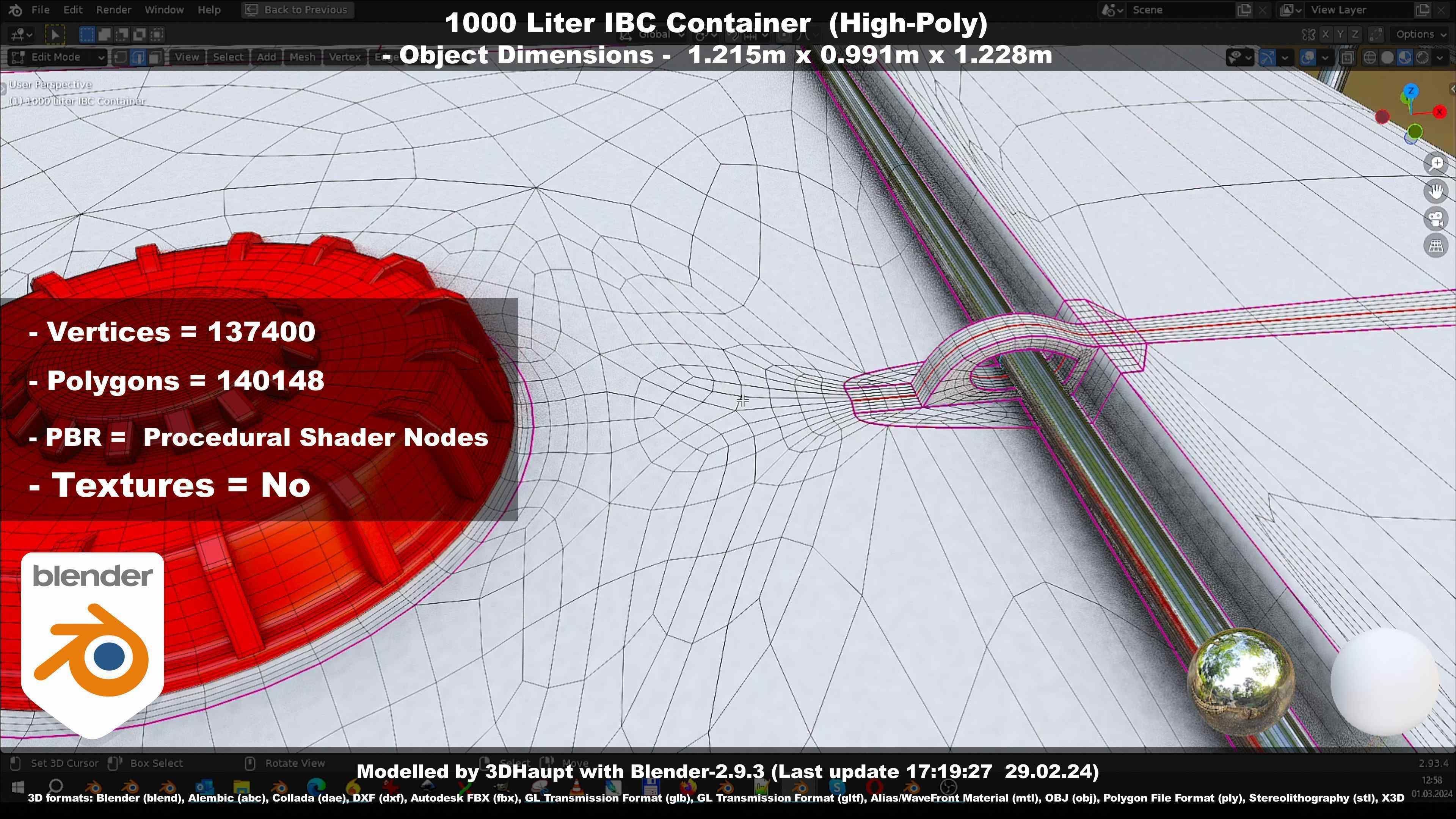 1000 Liter IBC Container High-Poly-Version 3D model_59