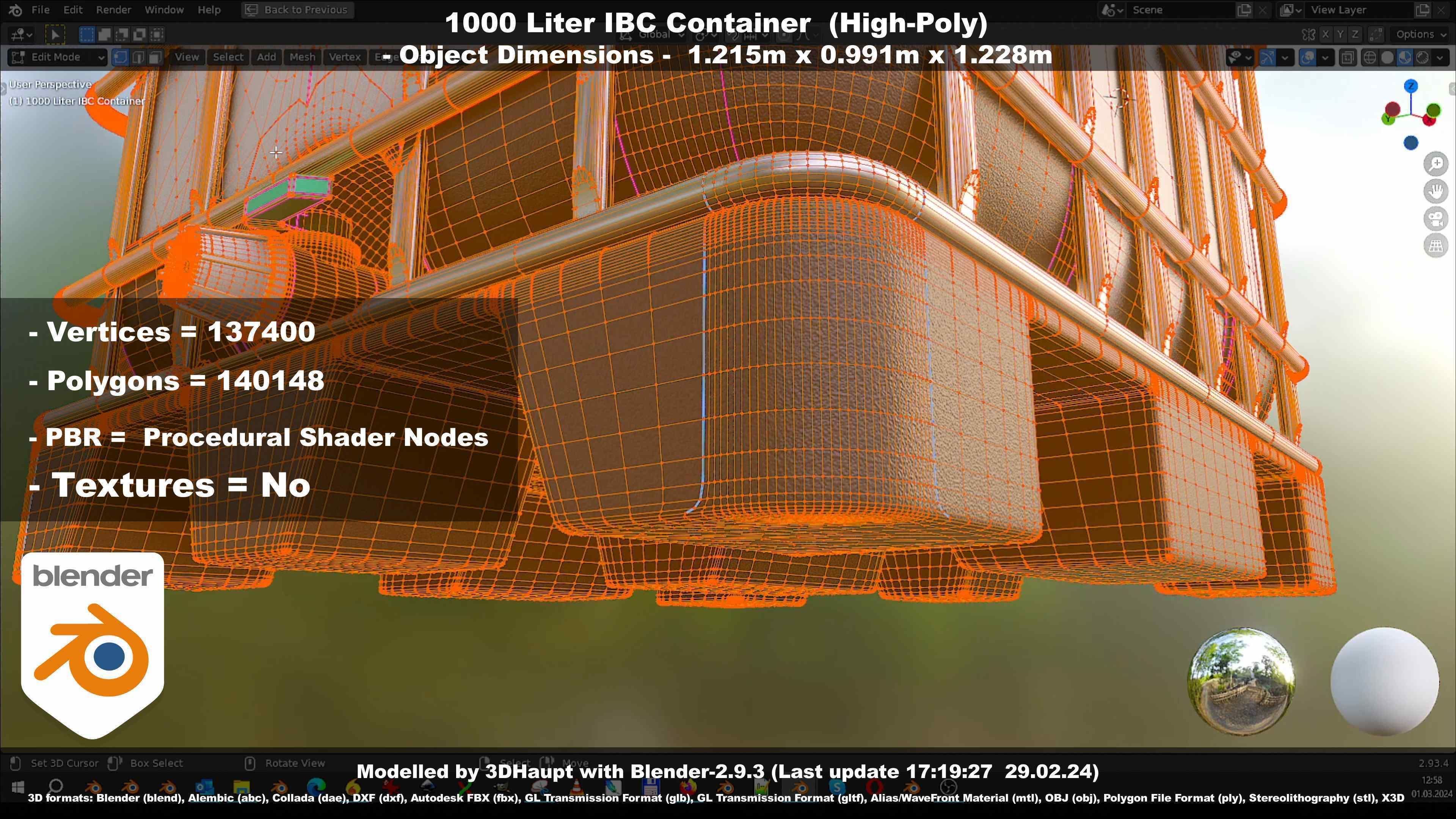 1000 Liter IBC Container High-Poly-Version 3D model_148