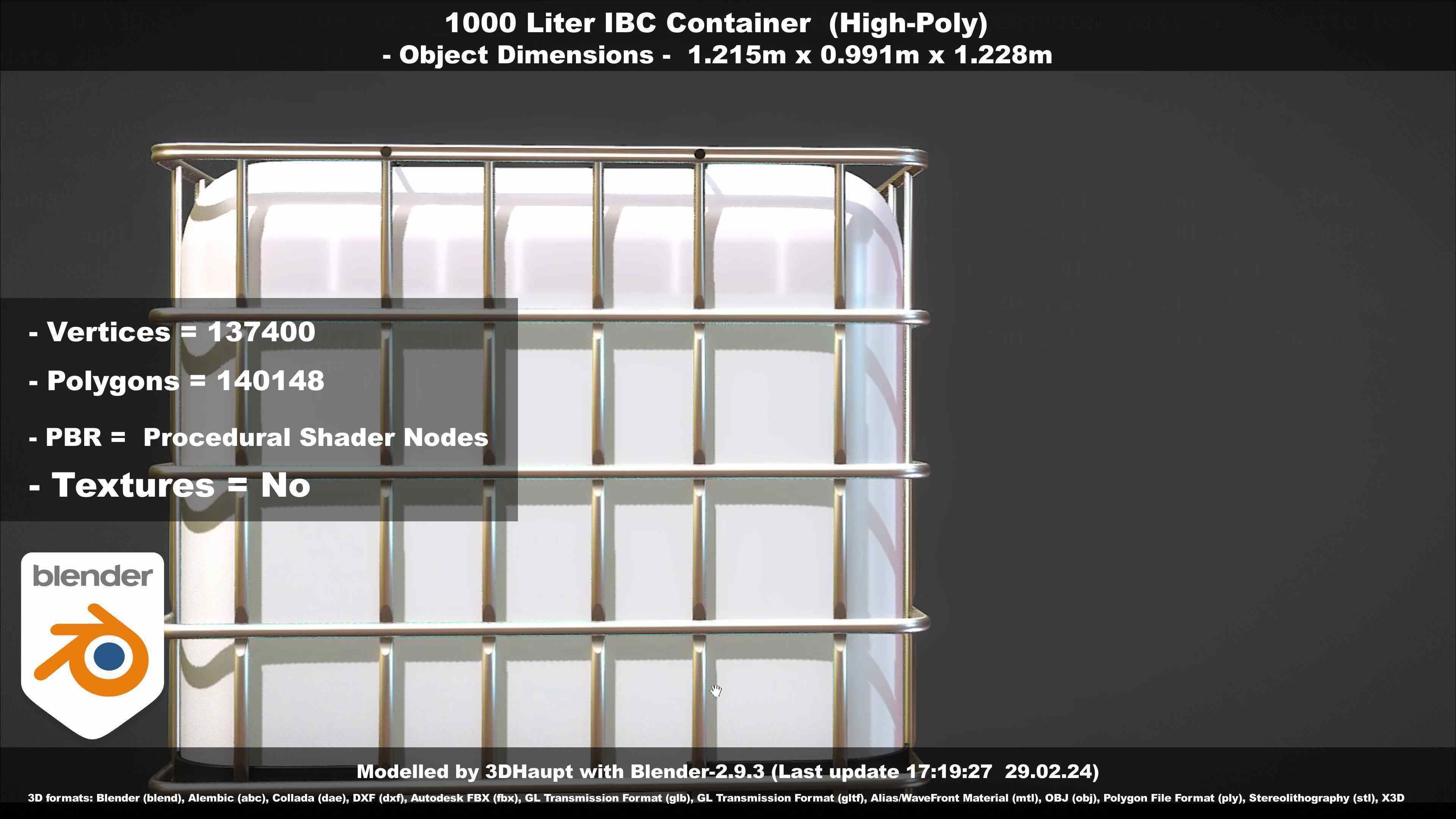 1000 Liter IBC Container High-Poly-Version 3D model_113