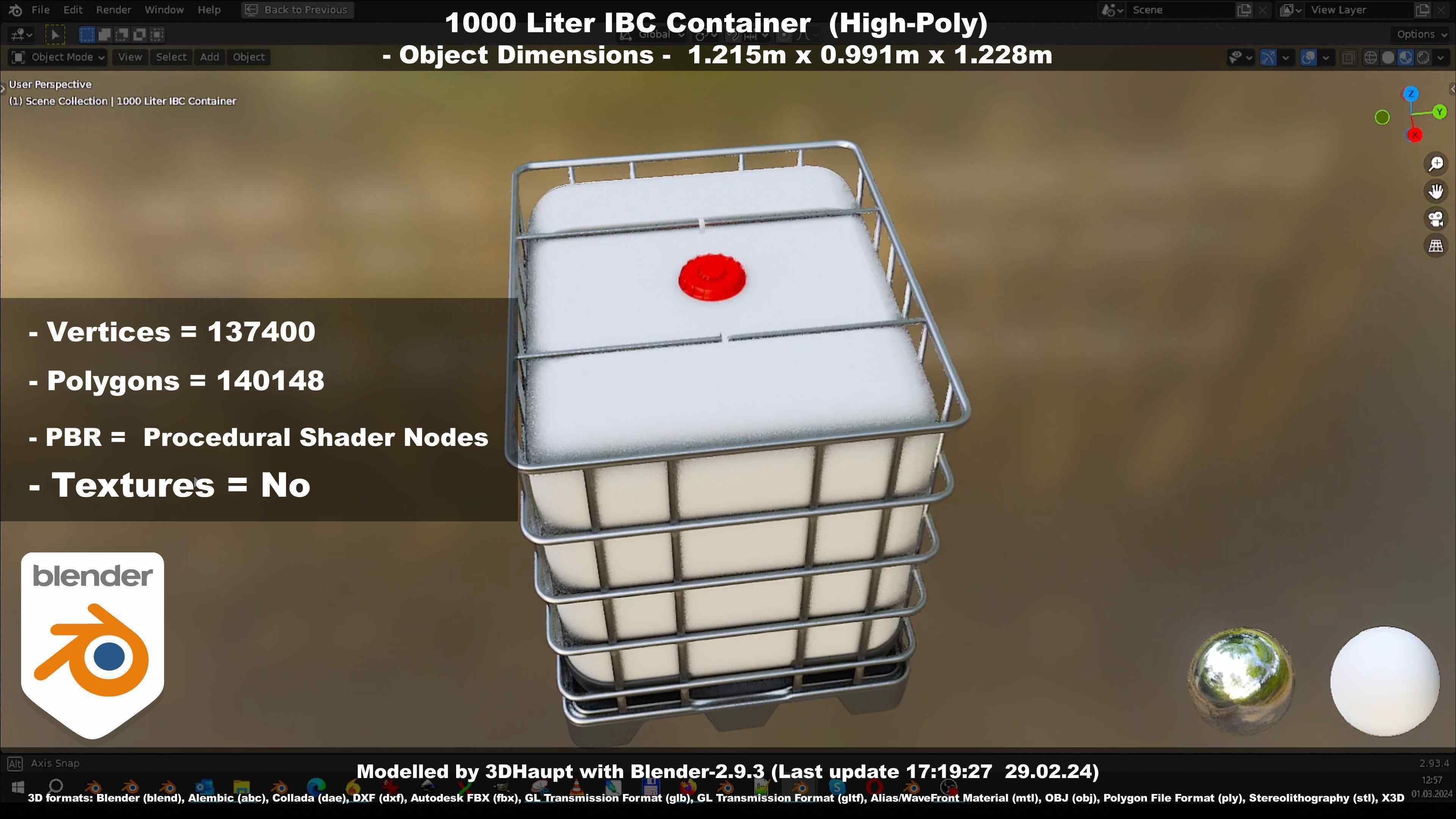 1000 Liter IBC Container High-Poly-Version 3D model_83