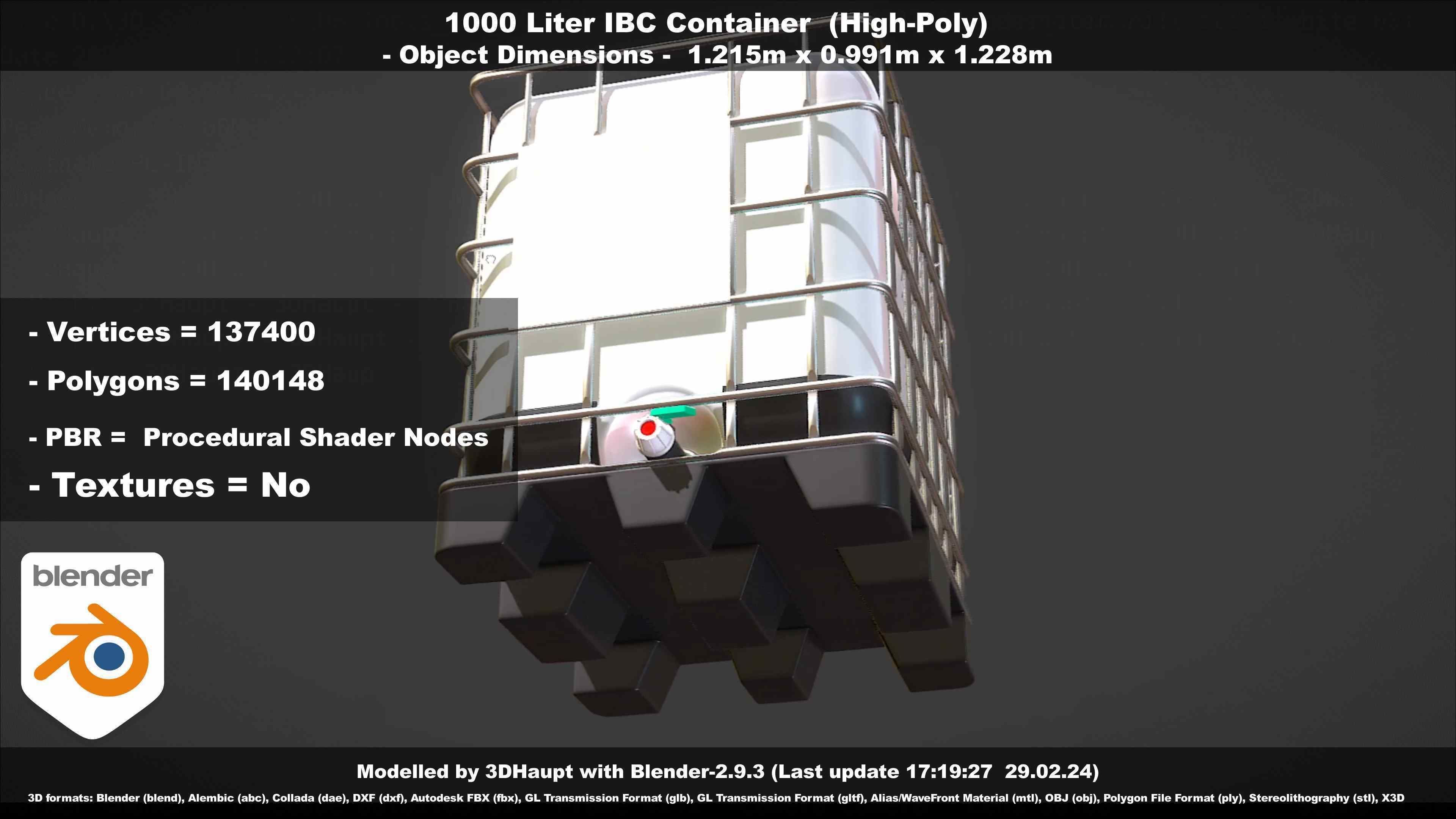 1000 Liter IBC Container High-Poly-Version 3D model_69