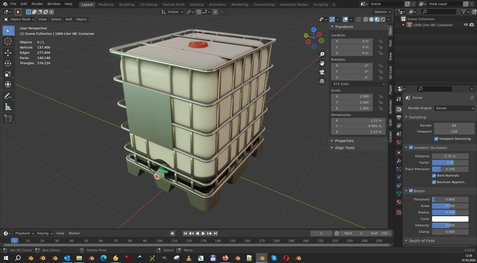 1000 Liter IBC Container High-Poly-Version 3D model_19