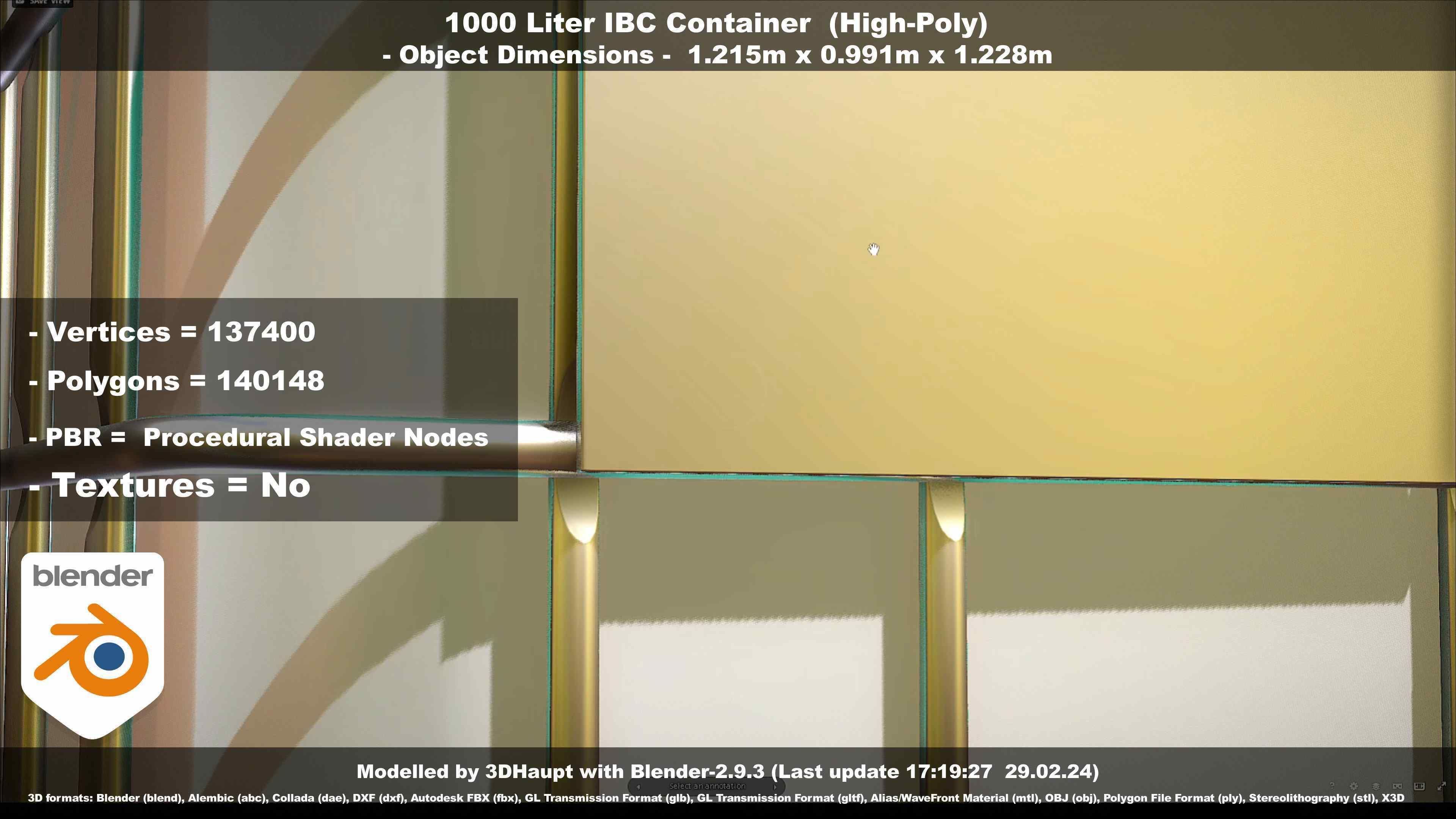 1000 Liter IBC Container High-Poly-Version 3D model_124