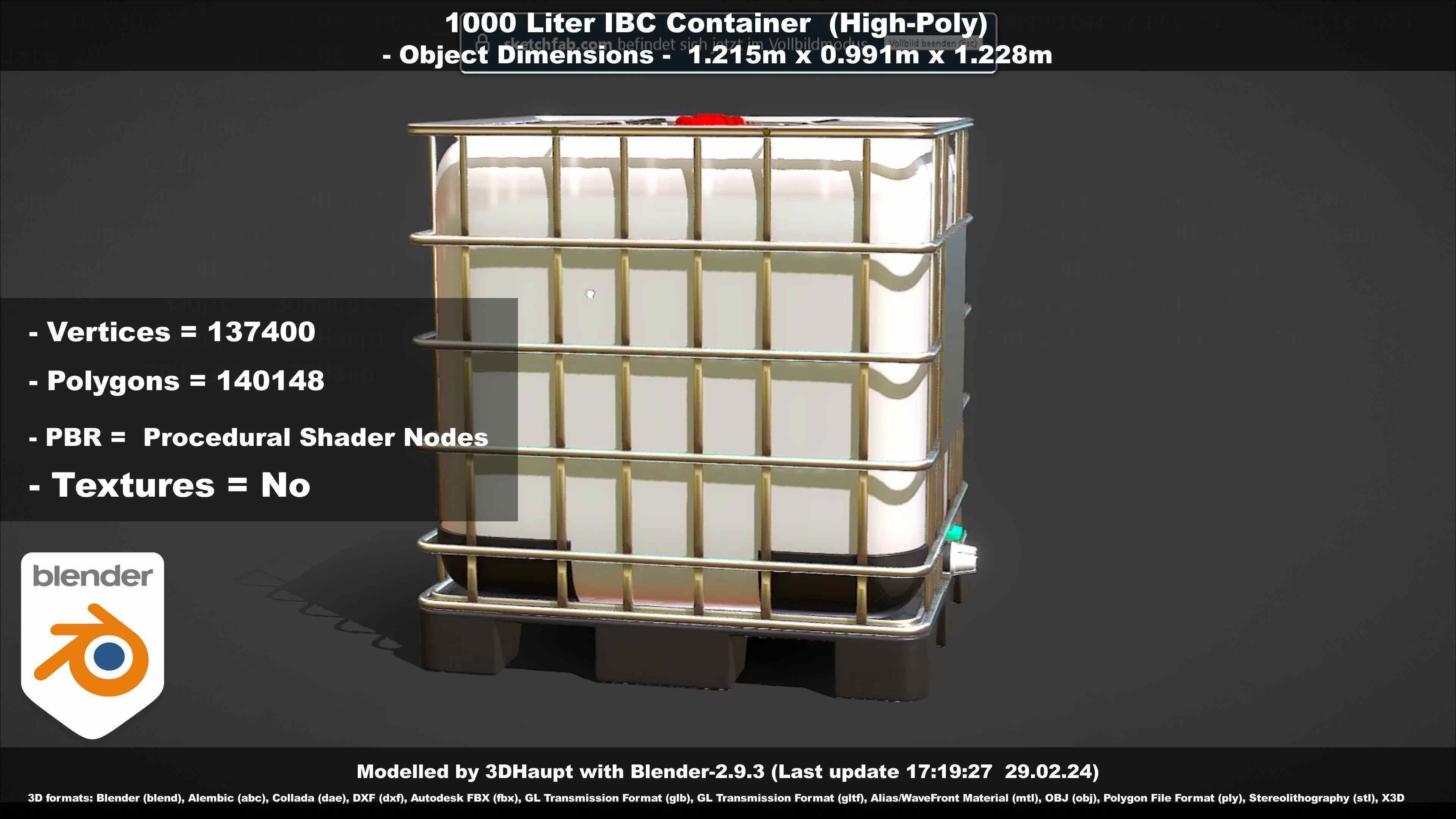 1000 Liter IBC Container High-Poly-Version 3D model_33