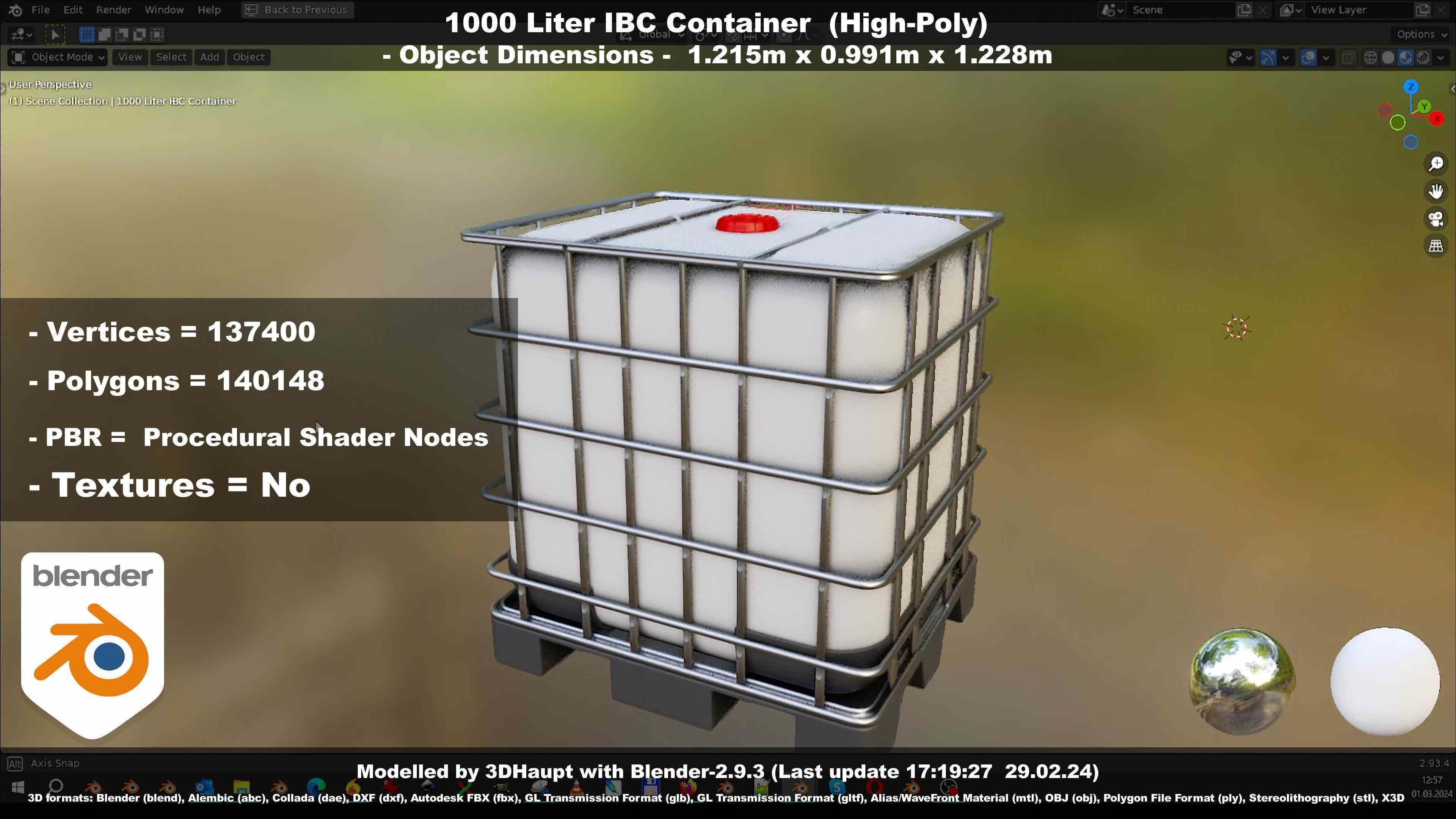1000 Liter IBC Container High-Poly-Version 3D model_39