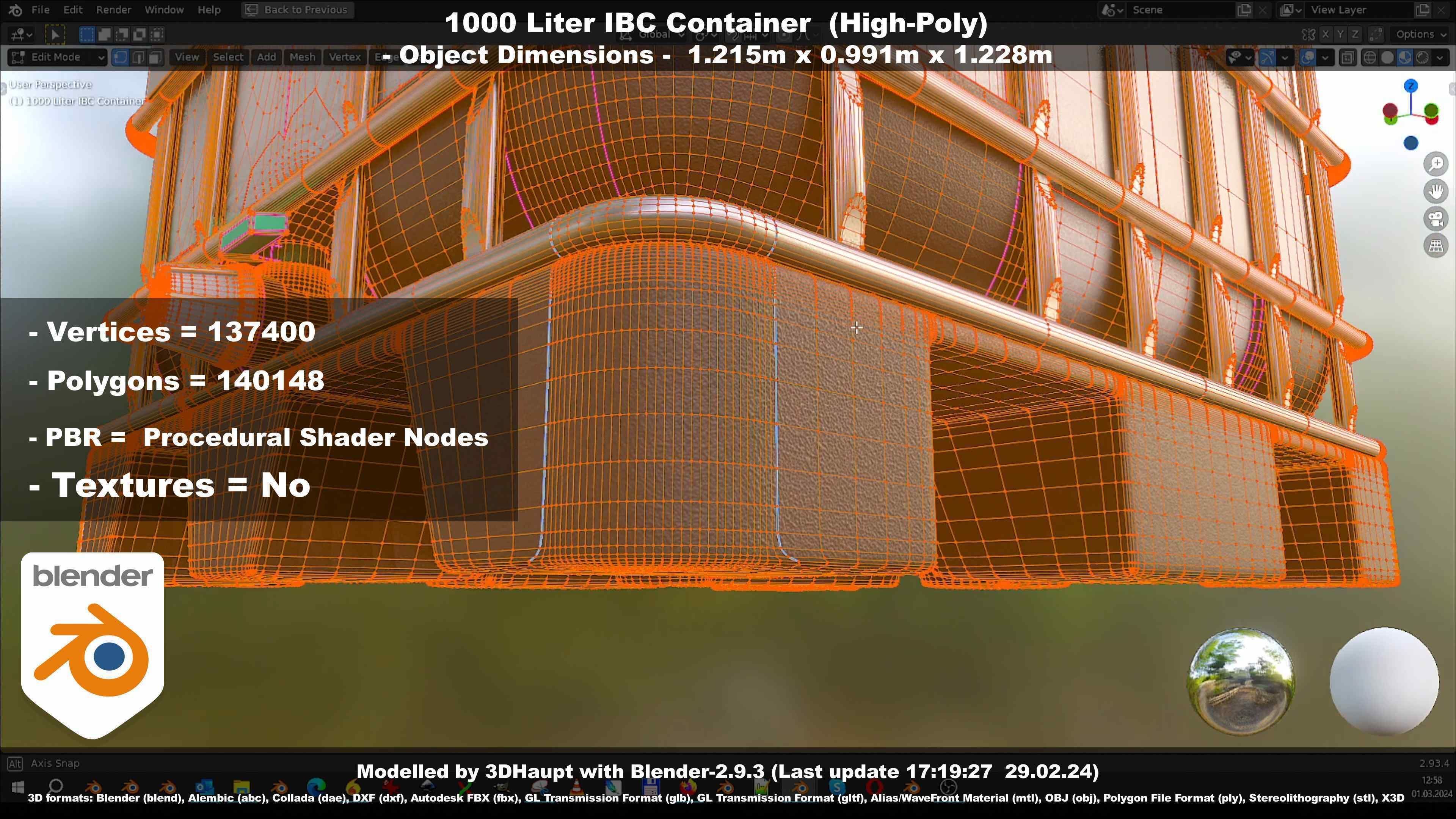 1000 Liter IBC Container High-Poly-Version 3D model_60