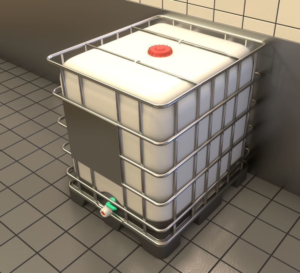 1000 Liter IBC Container High-Poly-Version 3D model_11