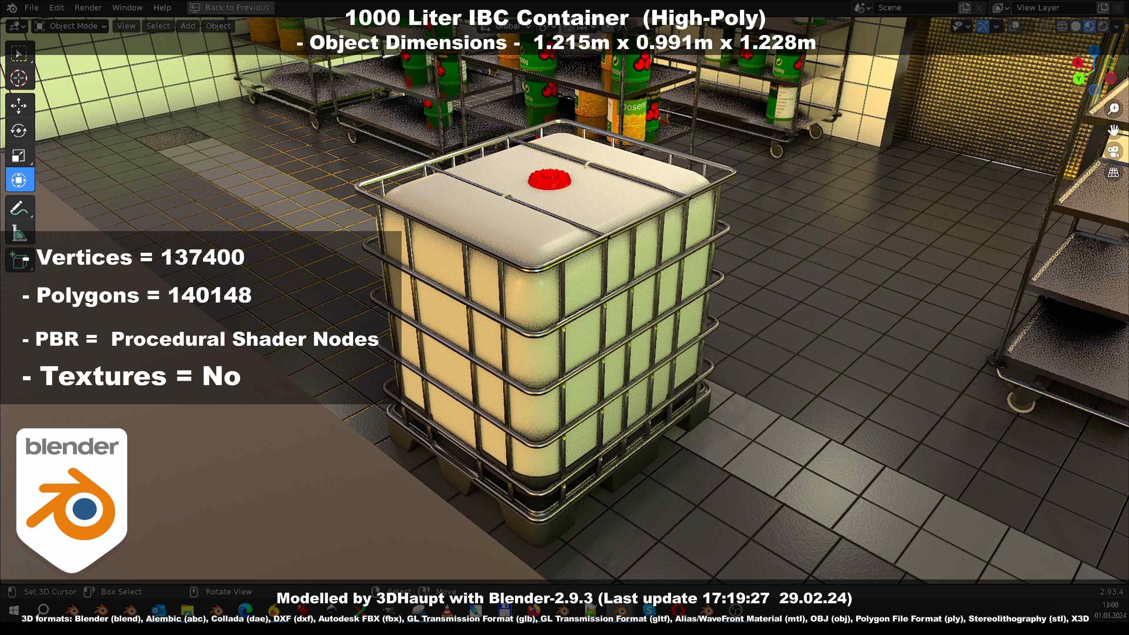1000 Liter IBC Container High-Poly-Version 3D model_64