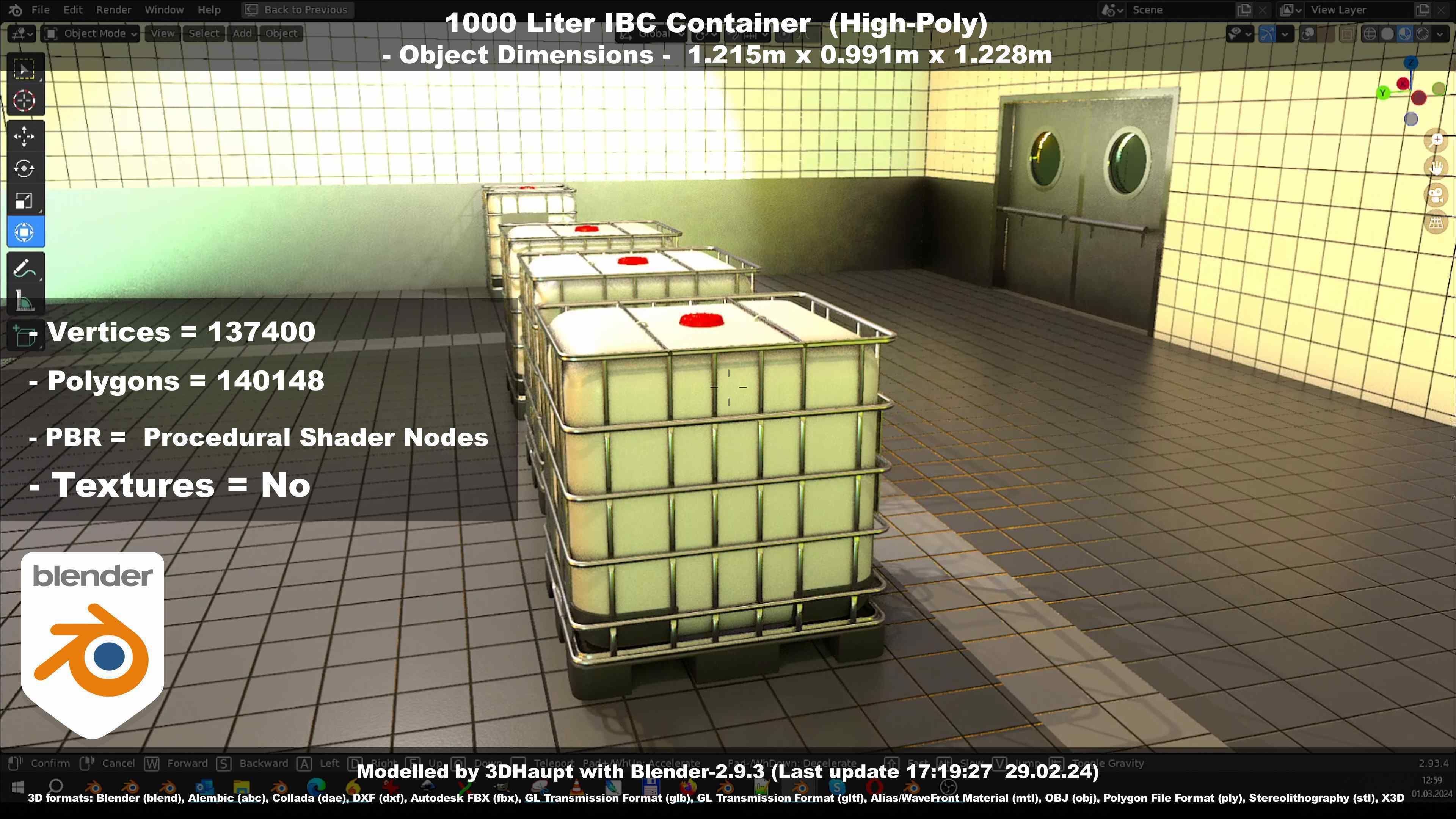 1000 Liter IBC Container High-Poly-Version 3D model_138
