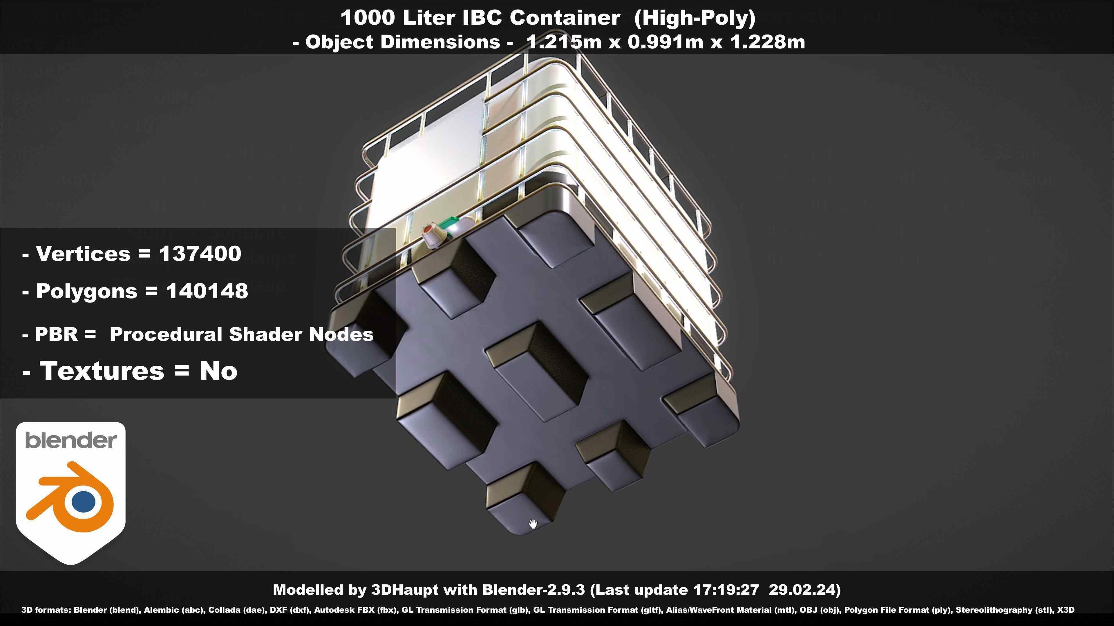 1000 Liter IBC Container High-Poly-Version 3D model_32