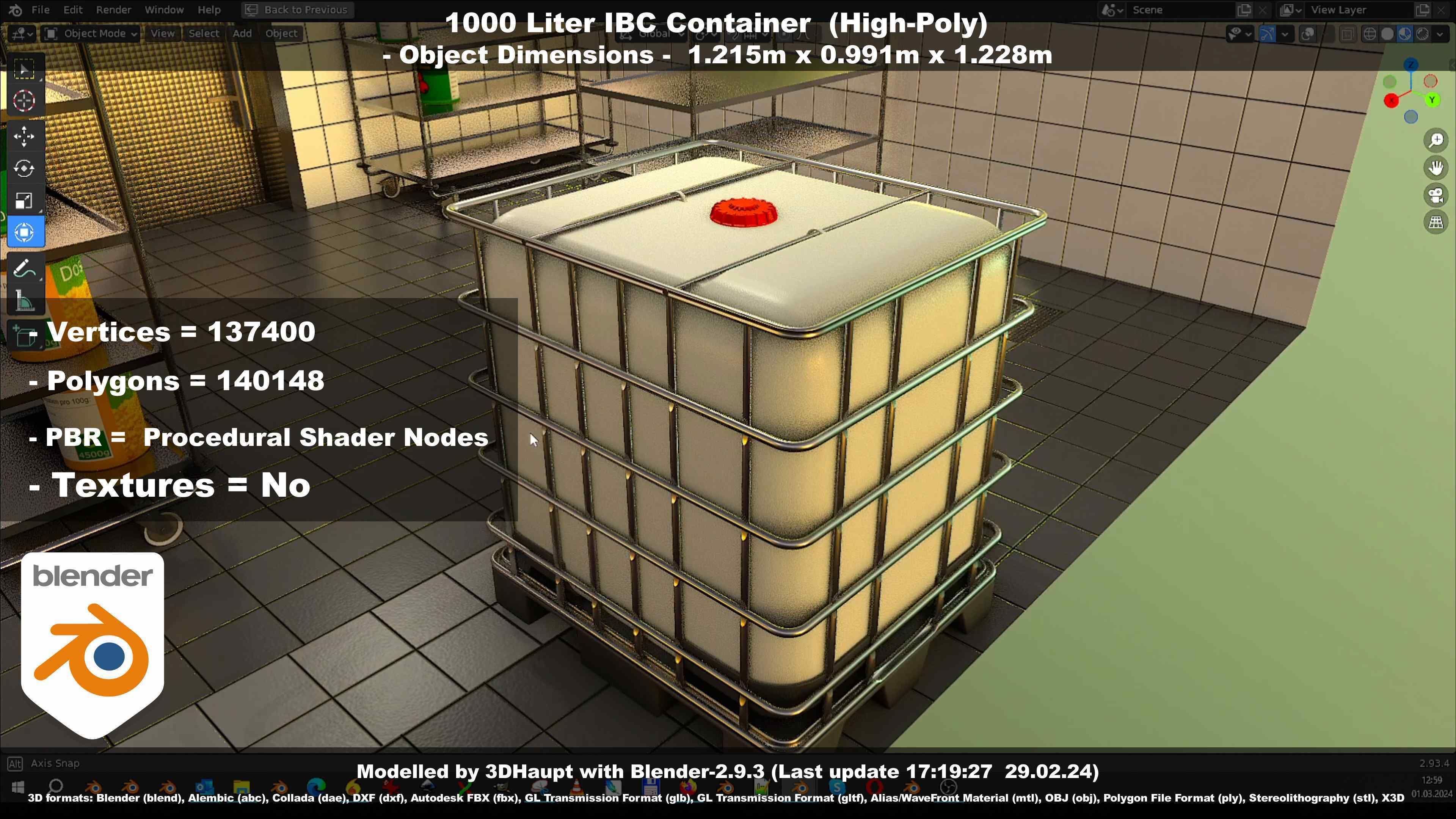 1000 Liter IBC Container High-Poly-Version 3D model_146