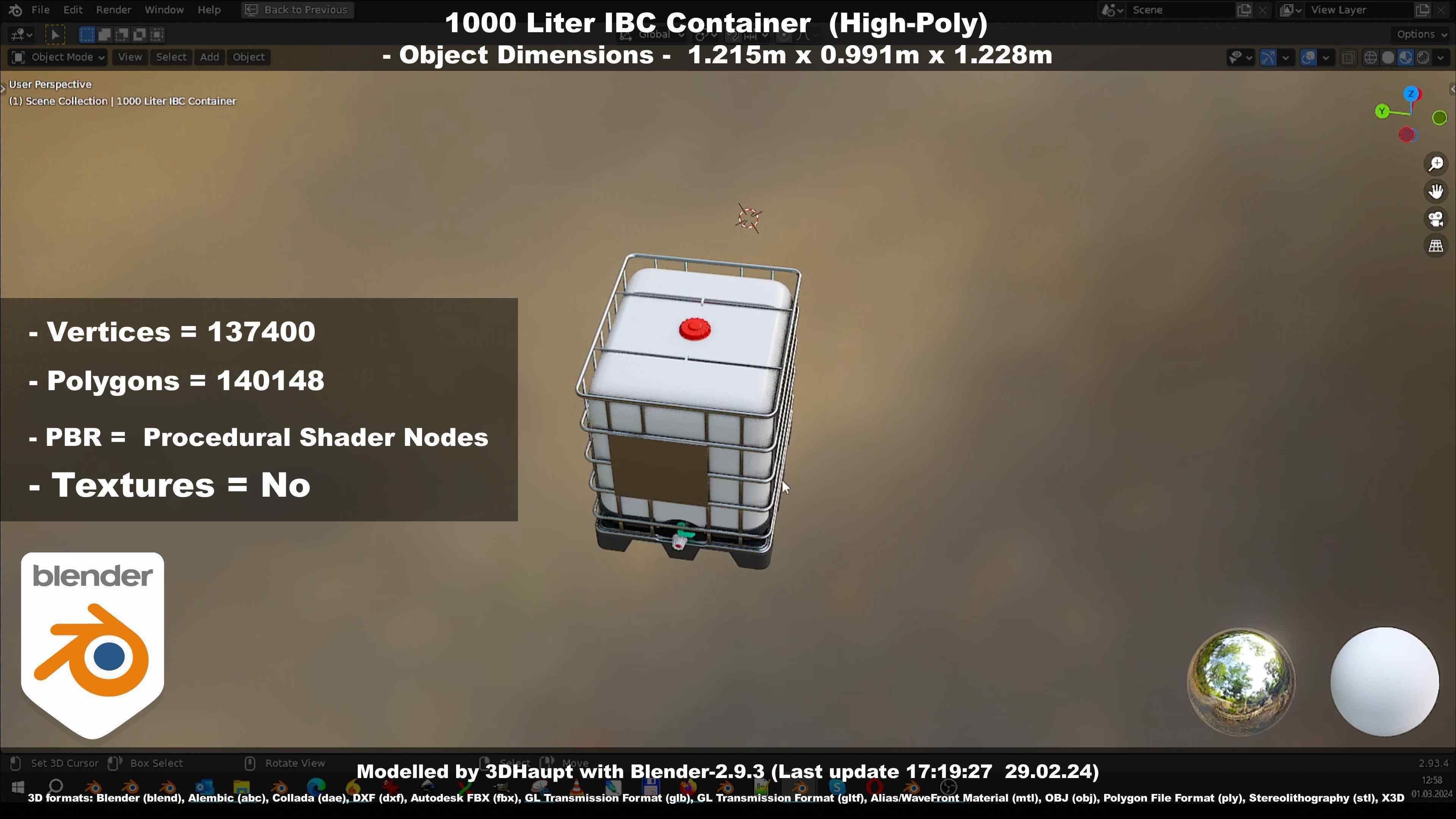 1000 Liter IBC Container High-Poly-Version 3D model_123