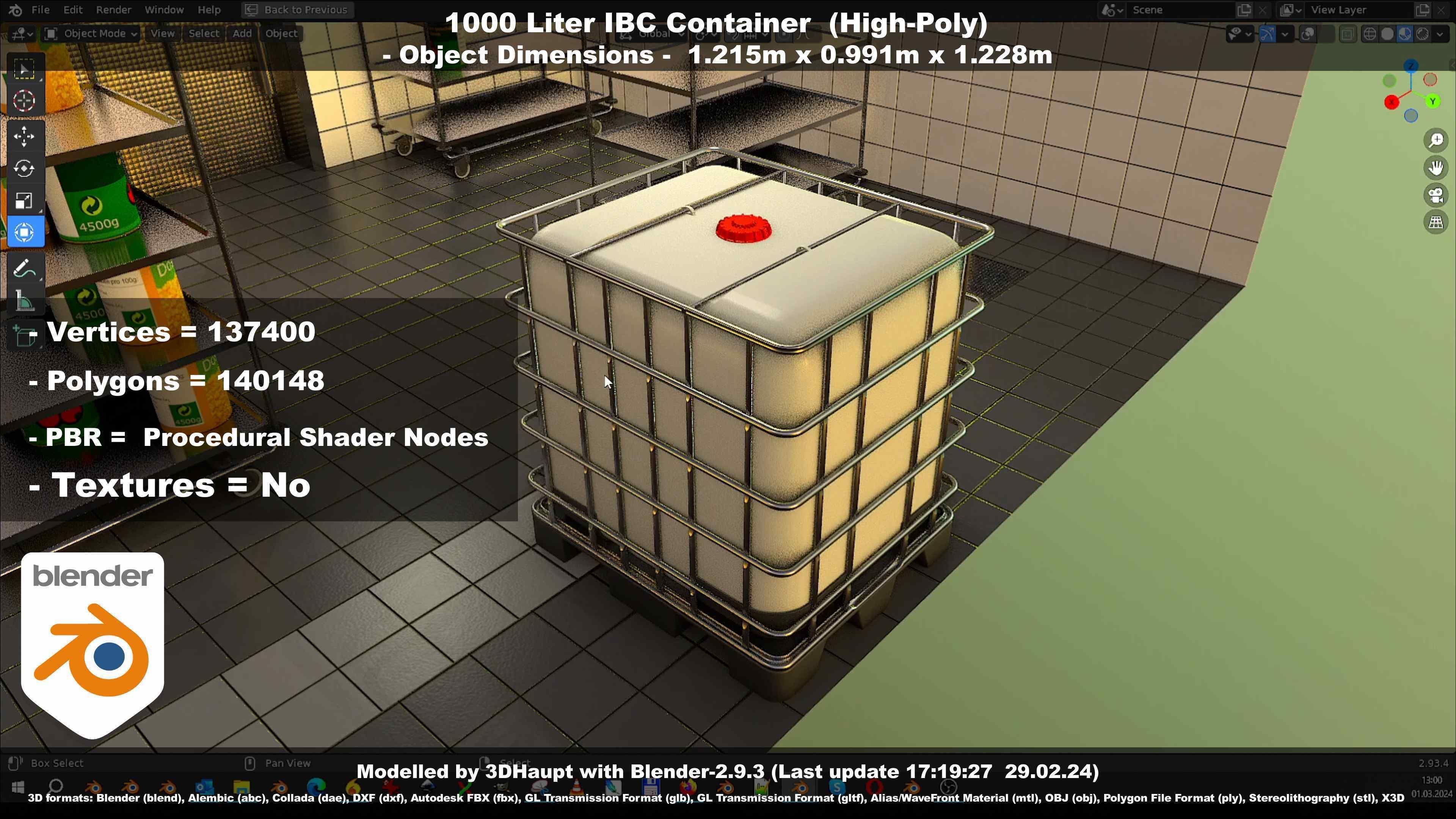 1000 Liter IBC Container High-Poly-Version 3D model_143