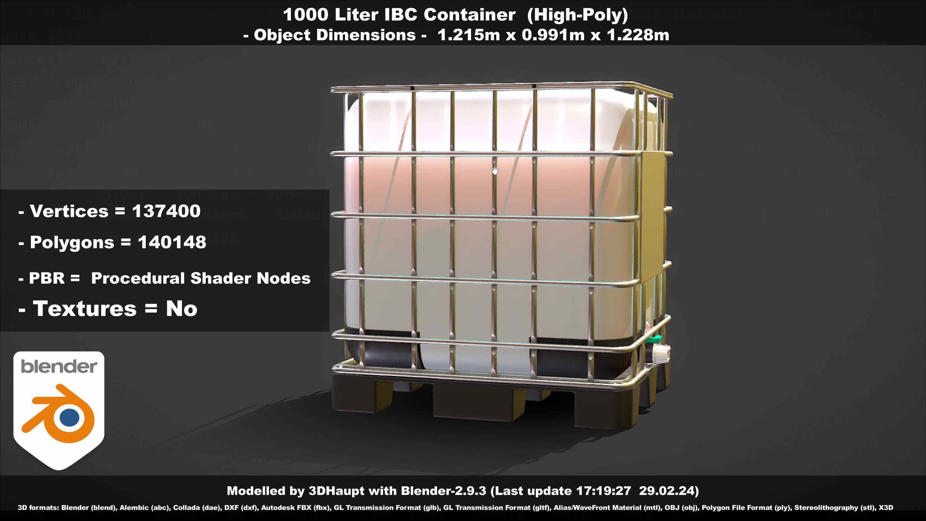 1000 Liter IBC Container High-Poly-Version 3D model_120