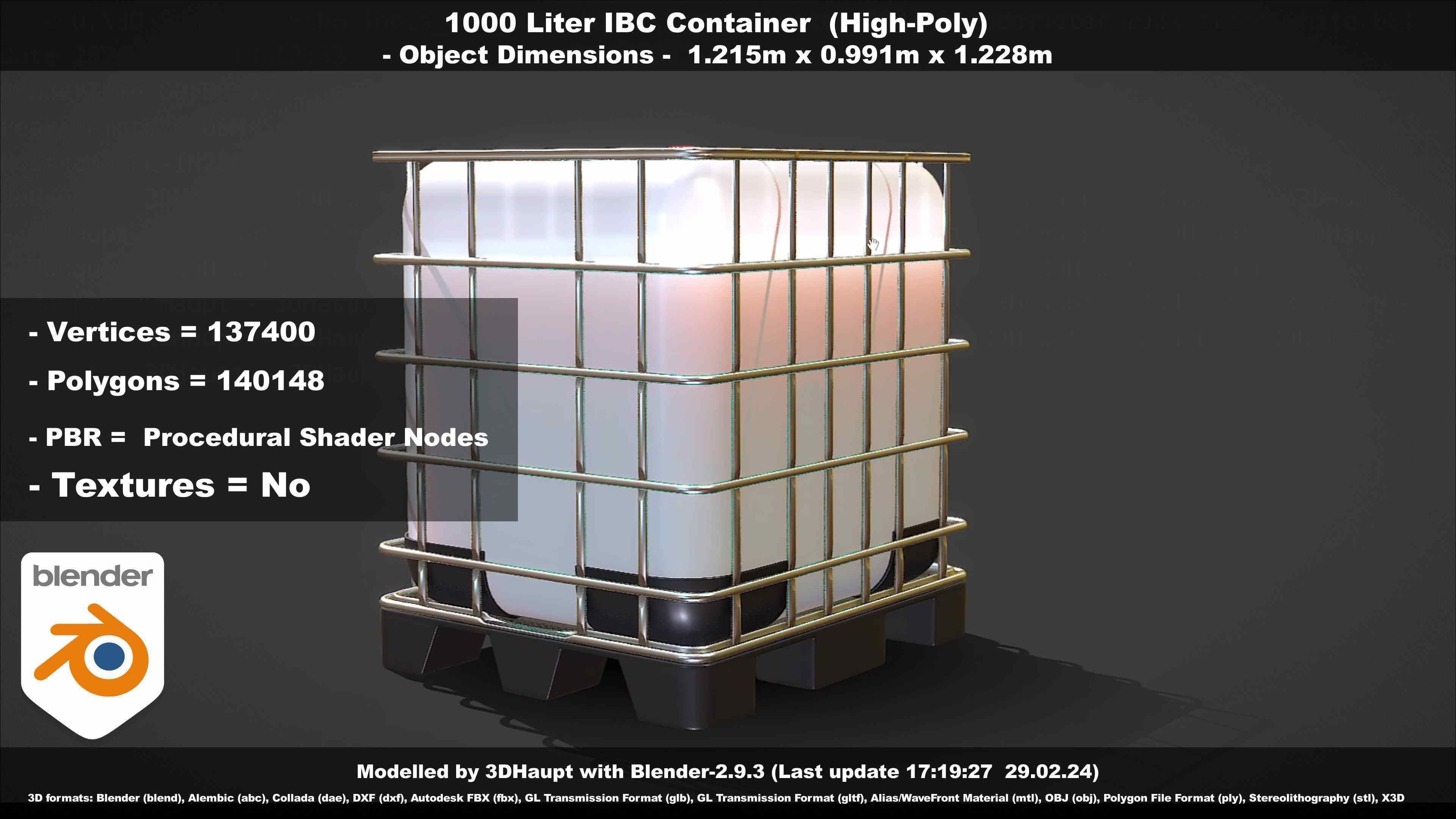 1000 Liter IBC Container High-Poly-Version 3D model_75