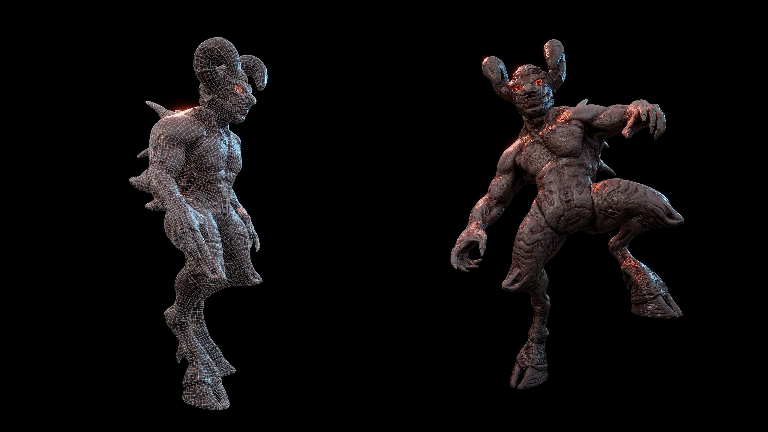 Demon Creature - Shadow Warden Low-poly 3D model_3