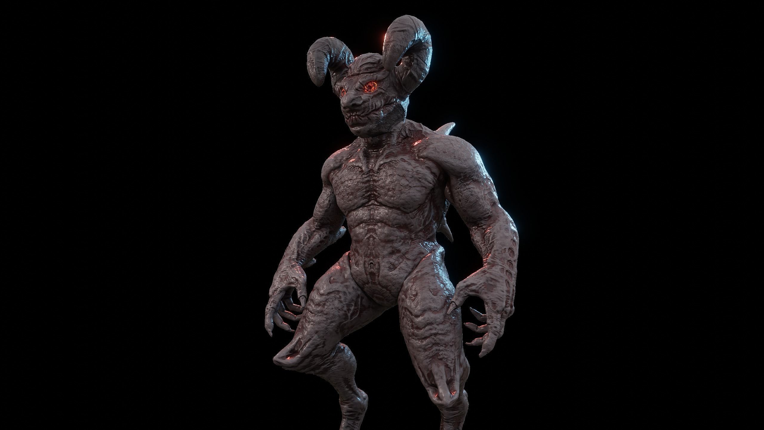 Demon Creature - Shadow Warden Low-poly 3D model_5