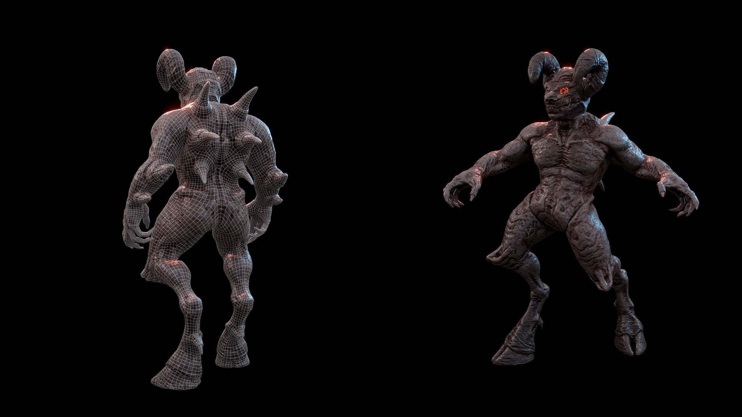 Demon Creature - Shadow Warden Low-poly 3D model_40
