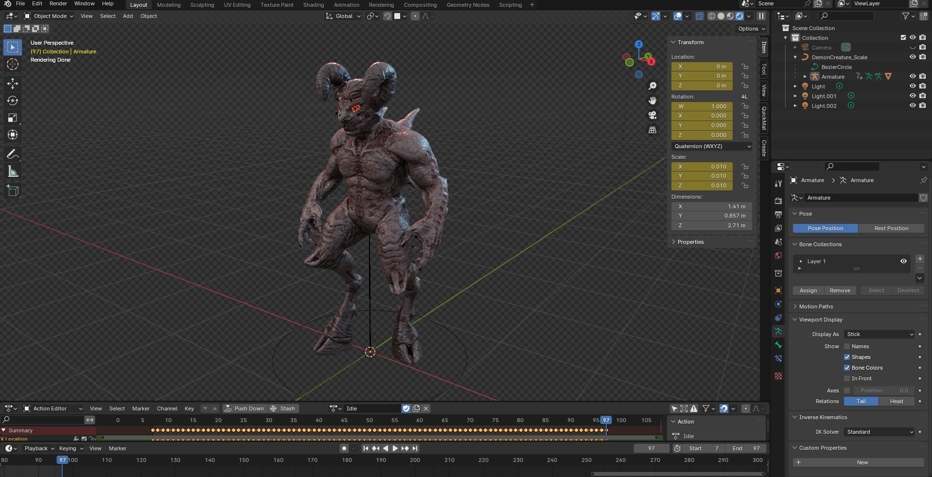 Demon Creature - Shadow Warden Low-poly 3D model_34