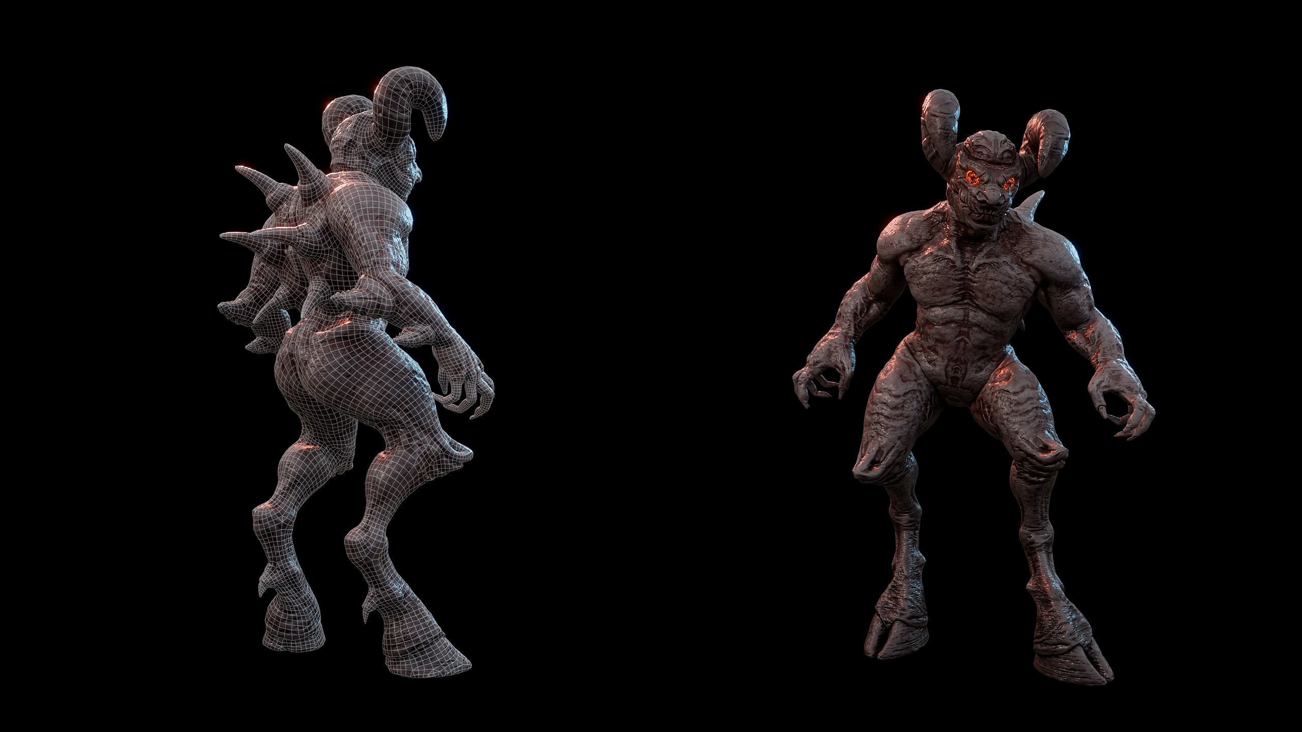 Demon Creature - Shadow Warden Low-poly 3D model_39