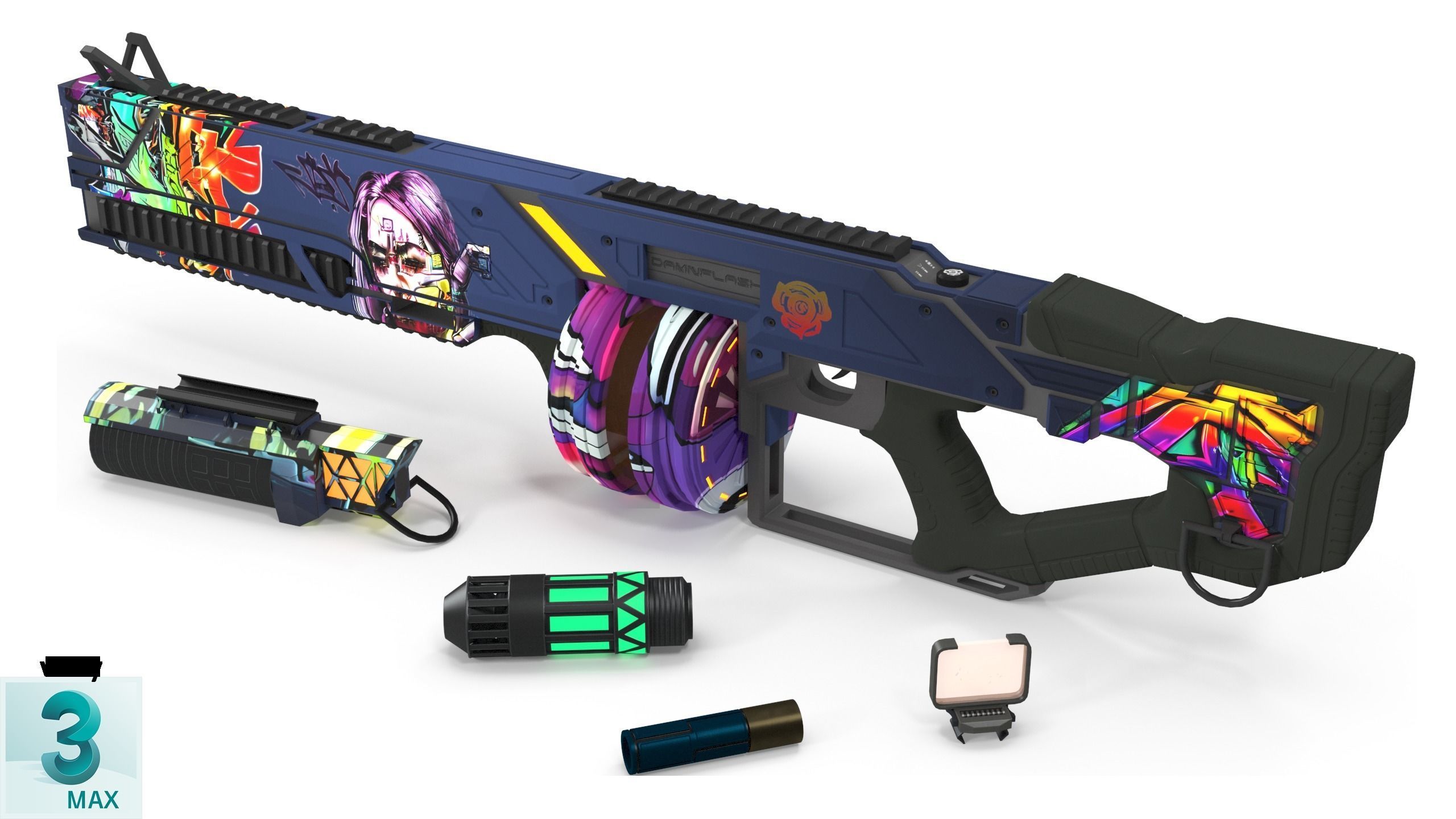 Damnflash Futuristic Low-poly 3D model_12