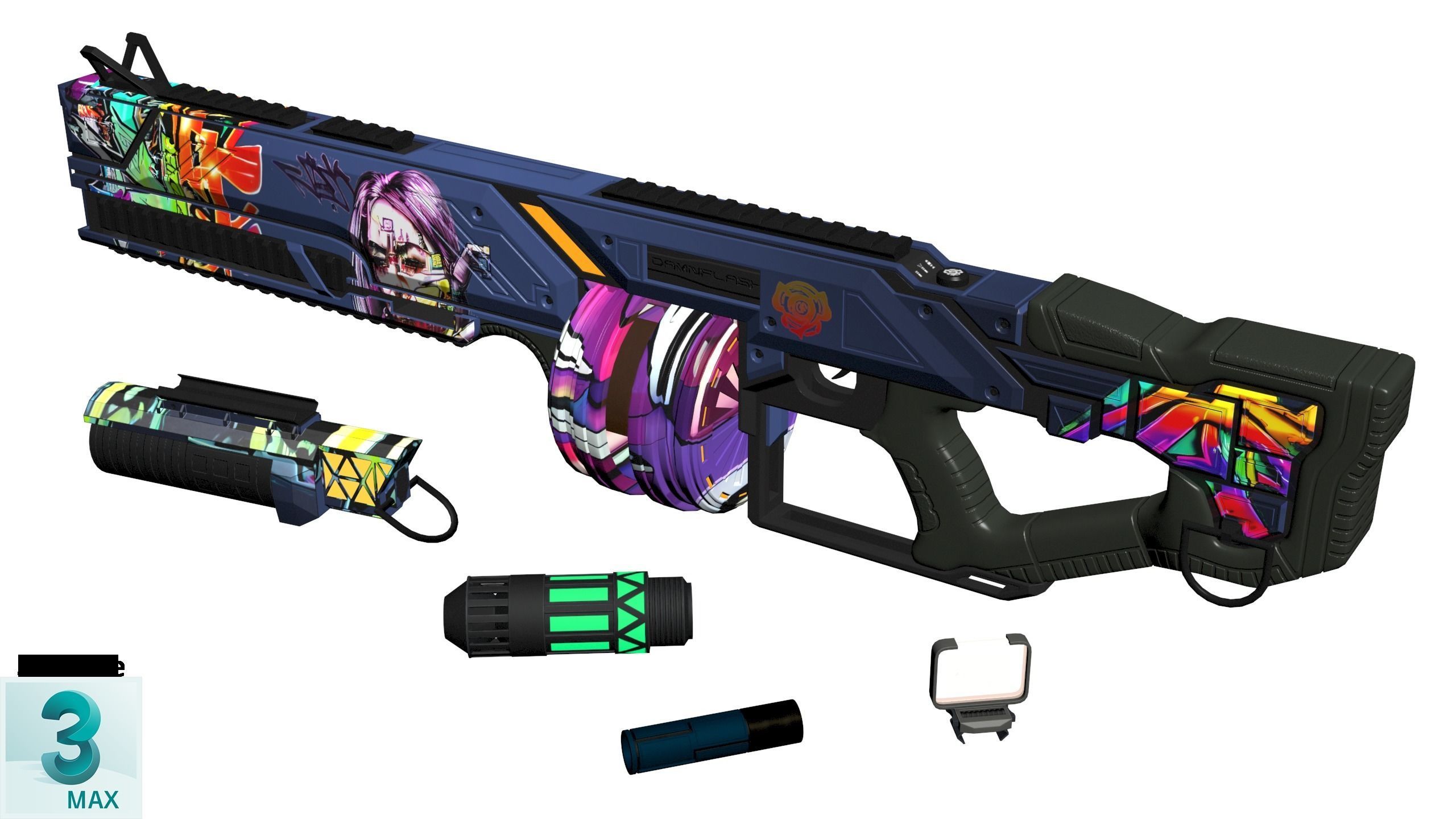 Damnflash Futuristic Low-poly 3D model_13