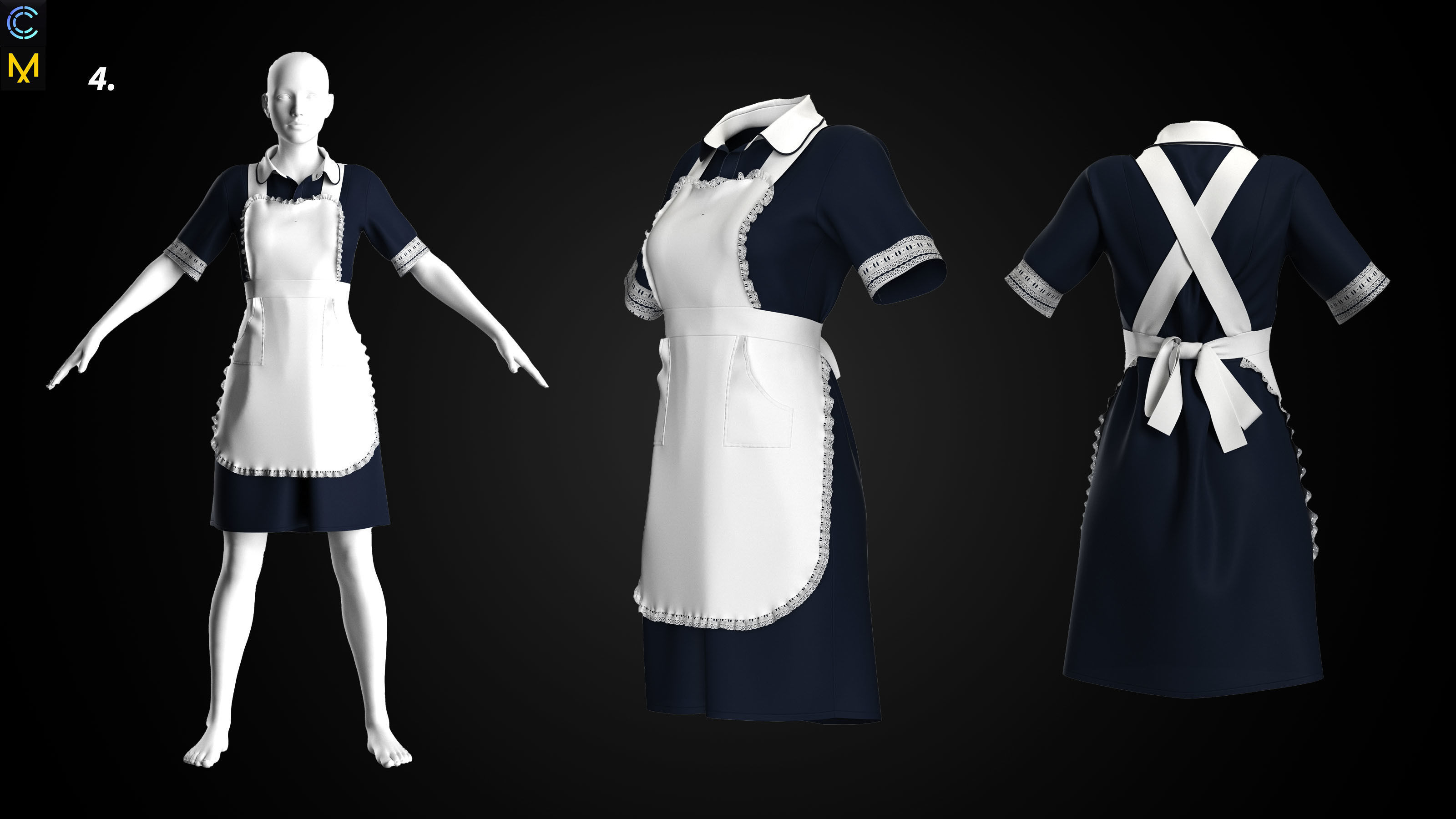 waitress outfits for women 3D model | CGTrader
