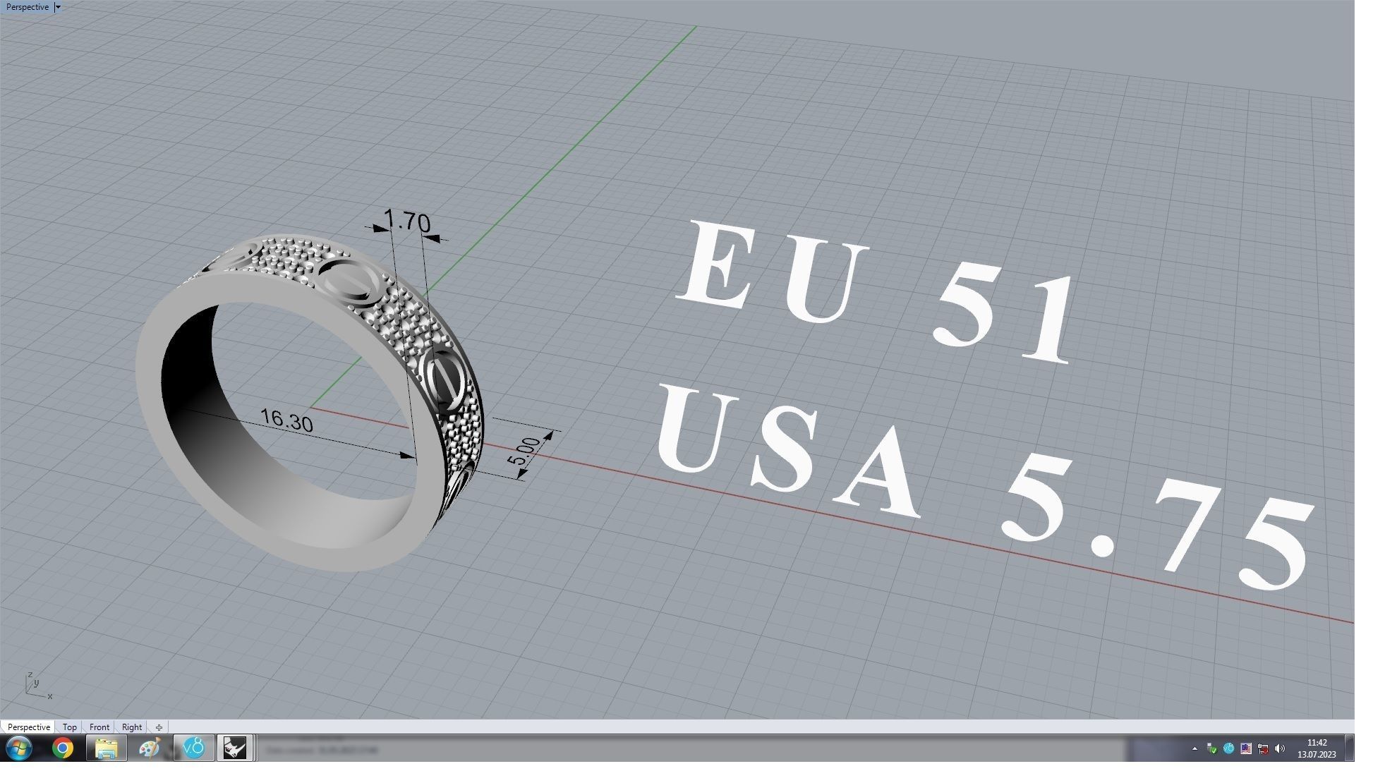 Paved Ring 16 3mm 3D print model_5