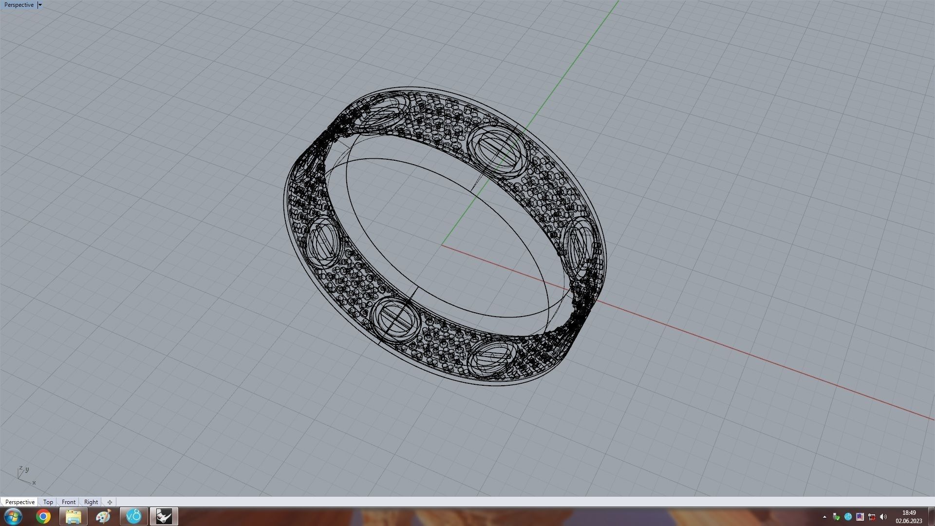 Paved Ring 16 9mm 3D print model_9