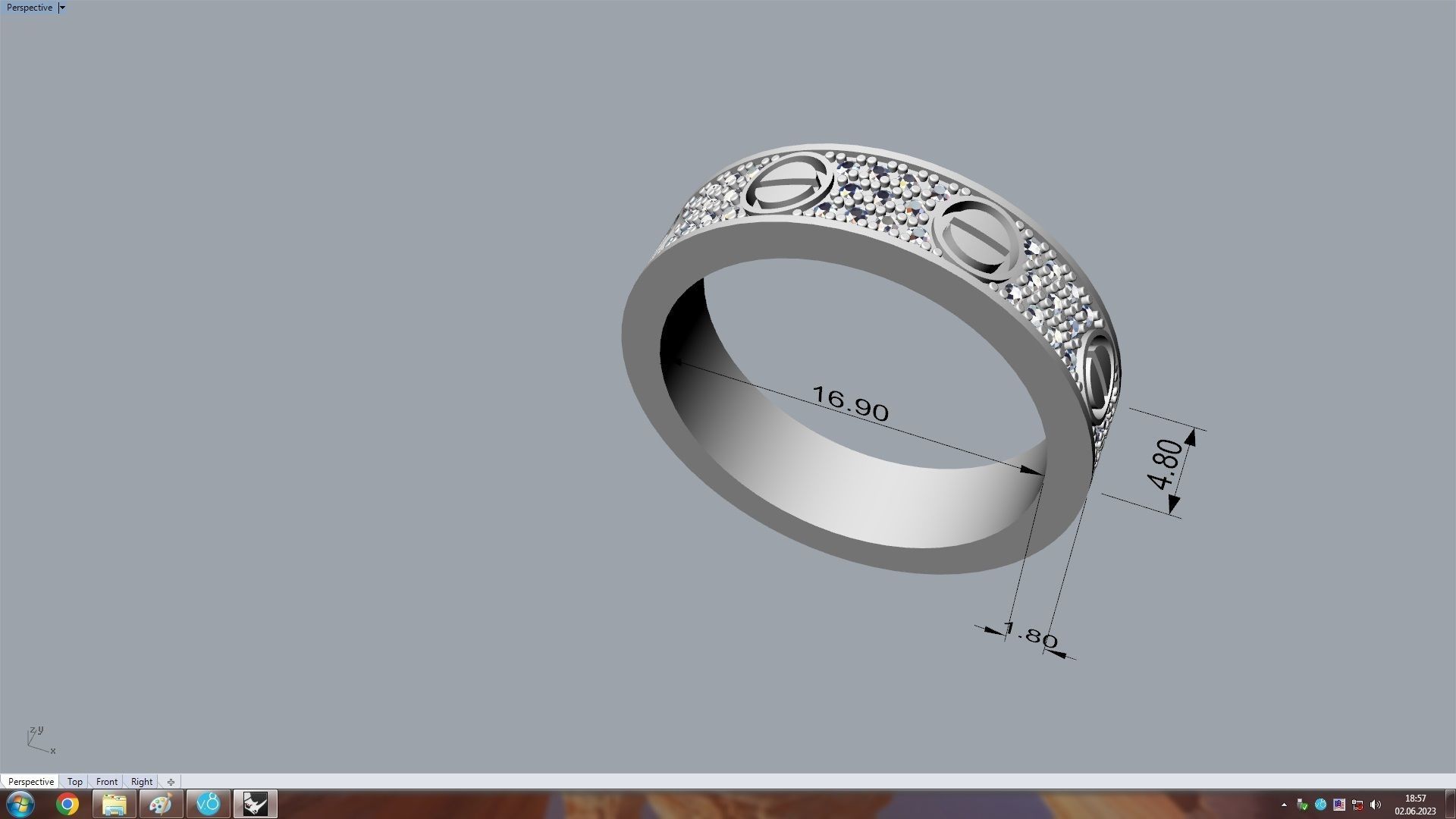 Paved Ring 16 9mm 3D print model_5