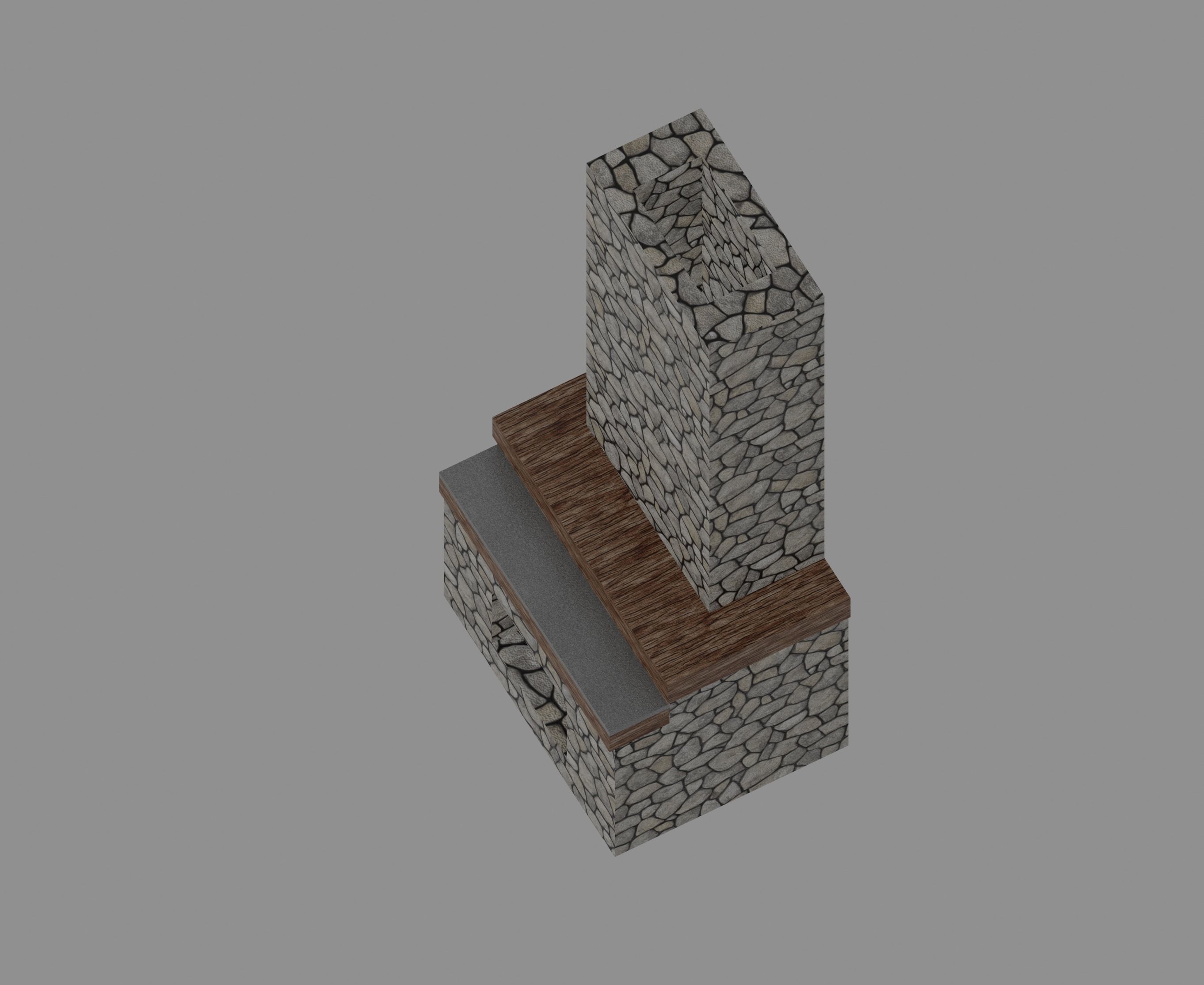 Fireplace Low-poly 3D model_6